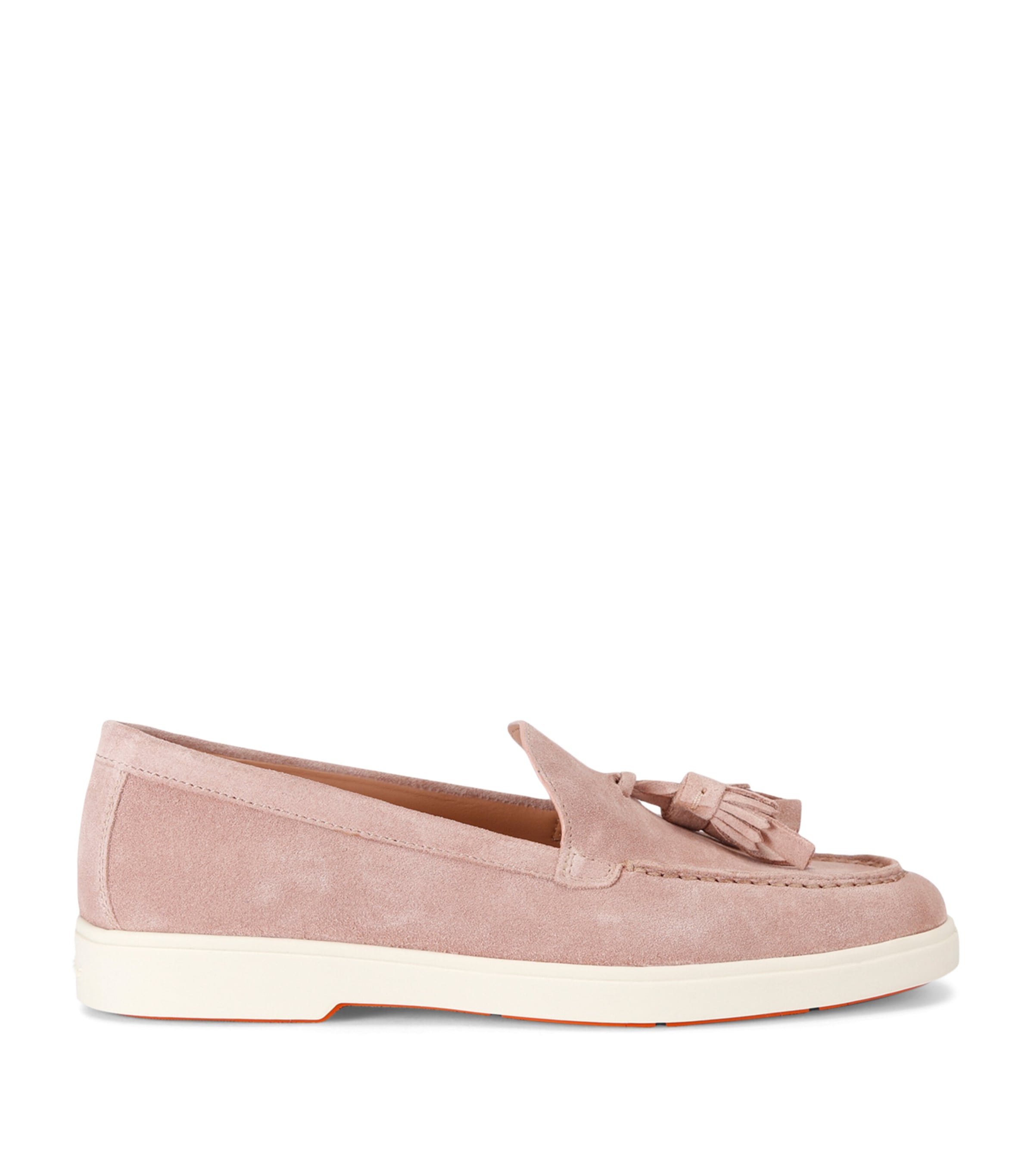 Santoni Womens Feudal Tassel-trim Suede Loafers Pale Pi In Pink