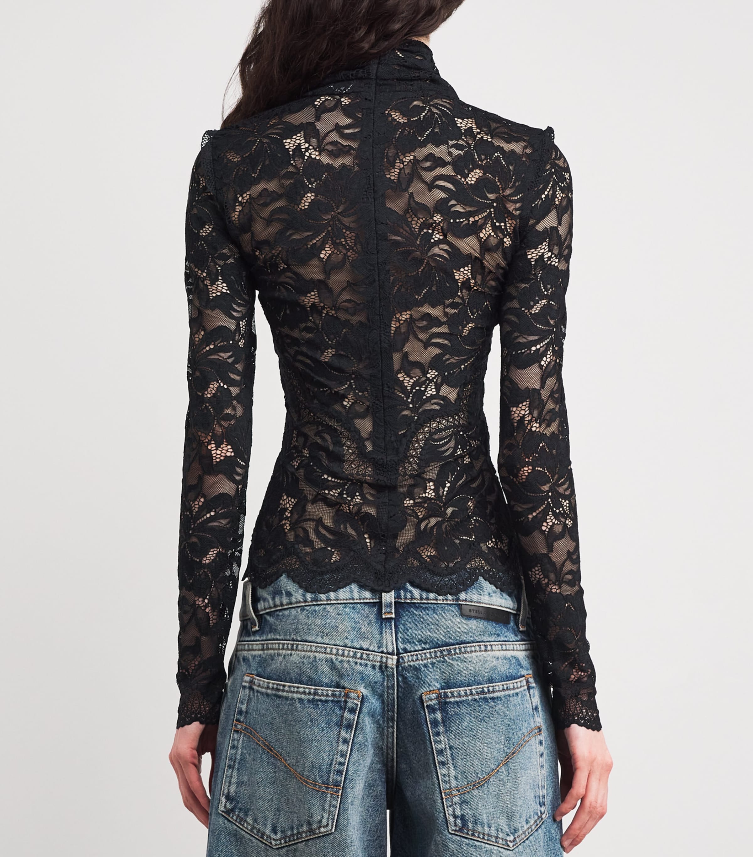Floral Lace Top P001 BLACK Image 4