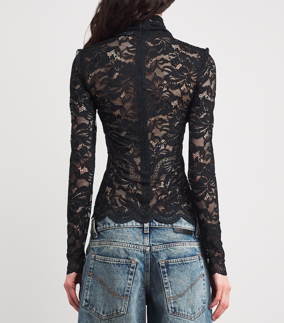 Floral Lace Top P001 BLACK Image 4