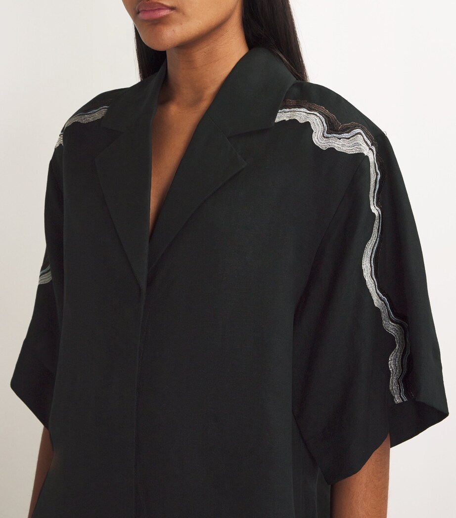 CAMILLA AND MARC Womens Linen-Blend Oversized Serene Shirt Dblkblack Image 6