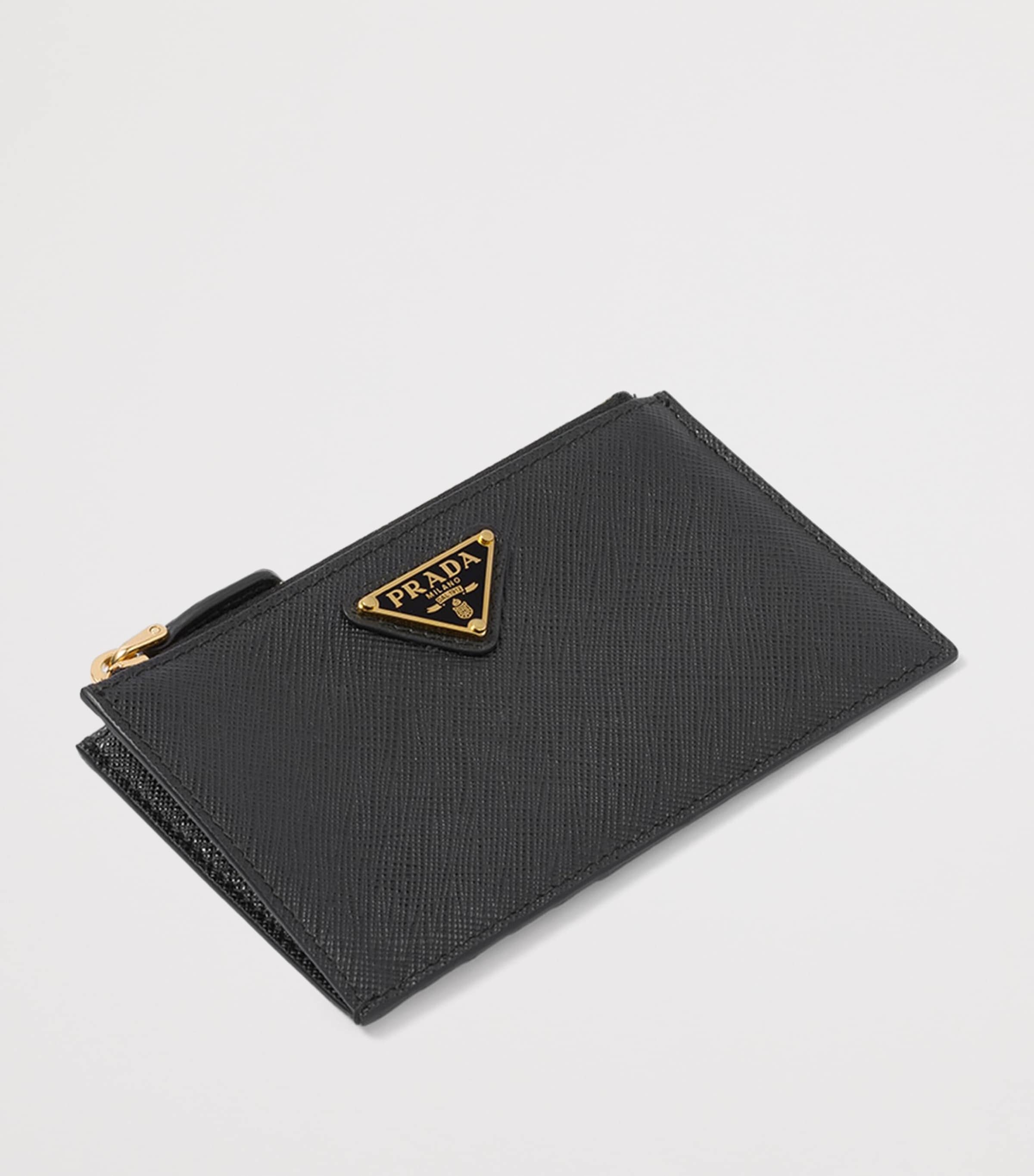 Prada Saffiano Leather Zip Card Holder Black Image 2