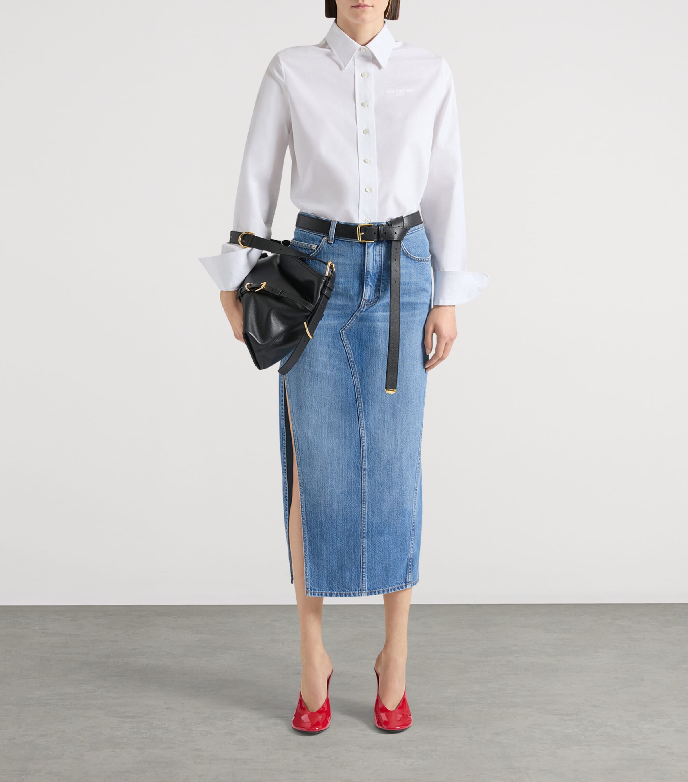 【送料&関税込】Givenchy Denim Midi Skirt Givenchy - Distressed low-rise denim midi skirt Givenchy