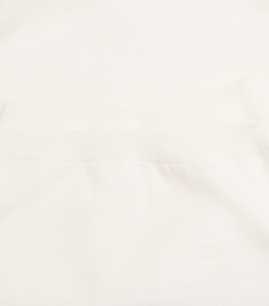 Virgin Wool Short-Sleeve Sweater WHITE Image 5
