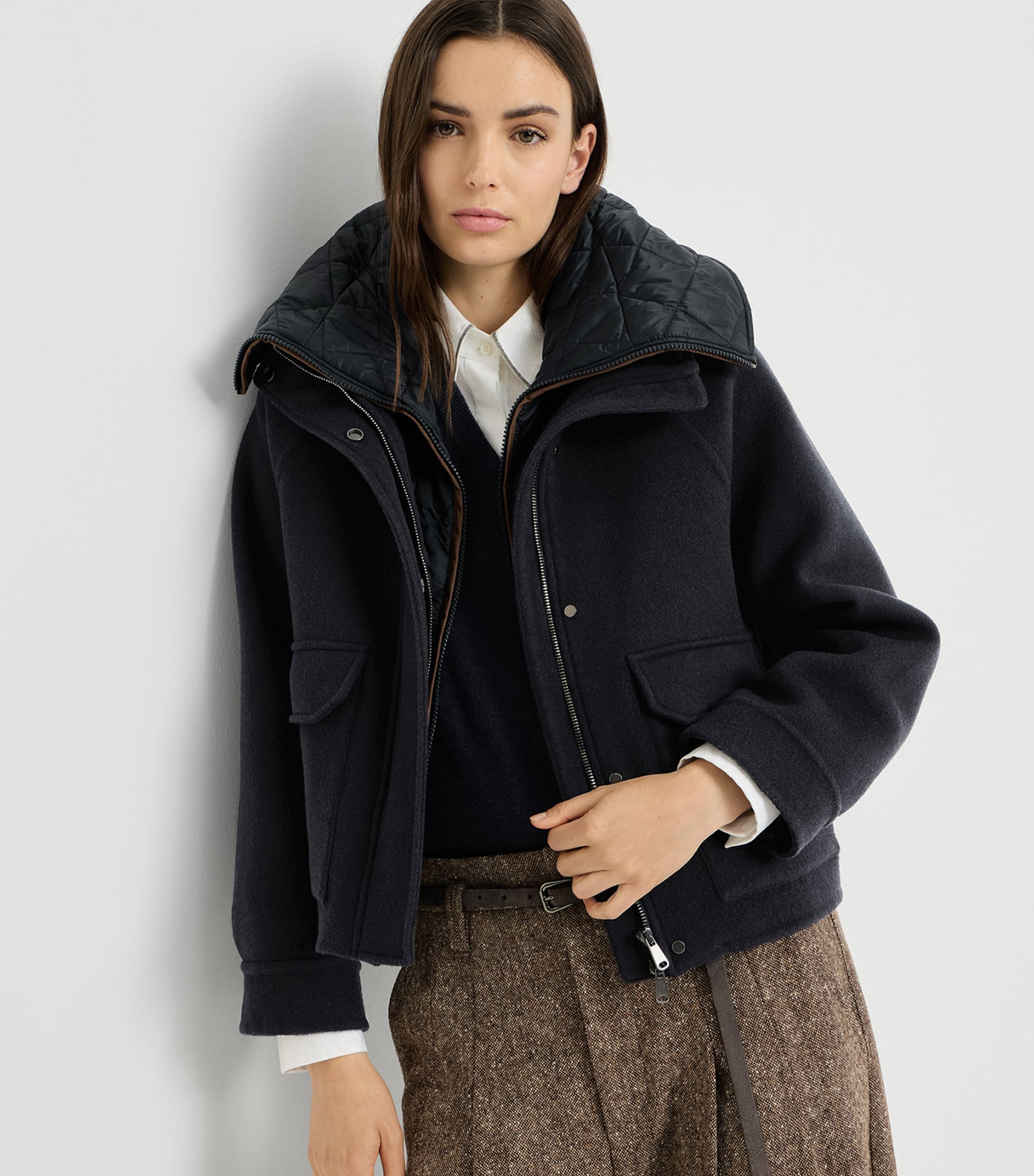 Brunello Cucinelli Womens Virgin Wool-Cashmere Jacket Blu Image 4