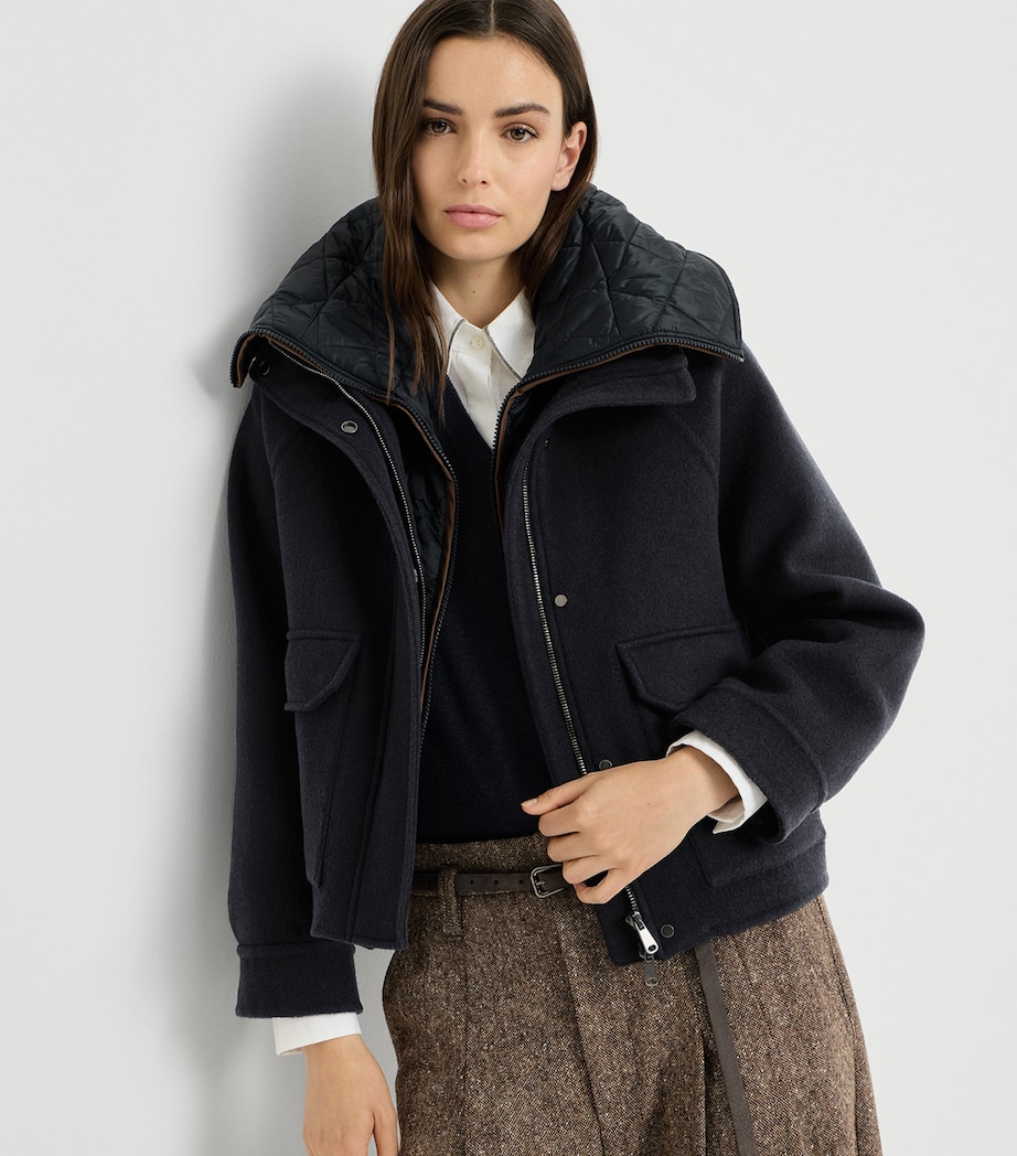 Brunello Cucinelli Womens Virgin Wool-Cashmere Jacket Blu Image 4
