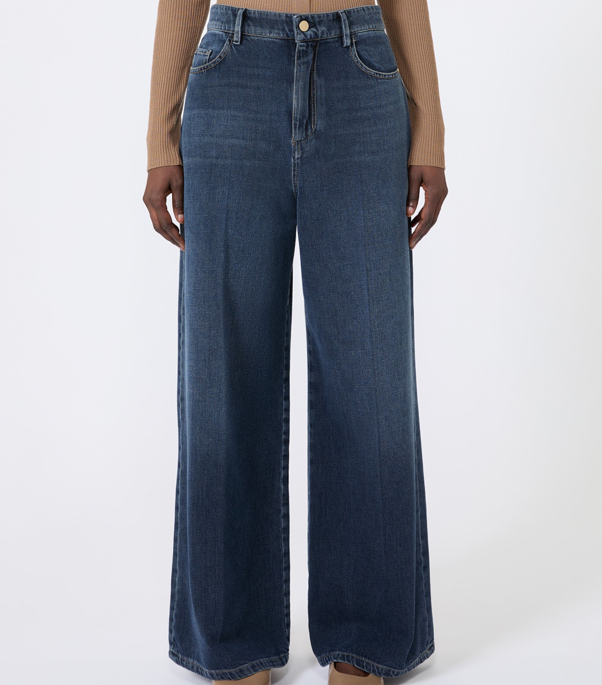 Max Mara Womens High-Rise Wide-Leg Jeans Midnightblue Image 3