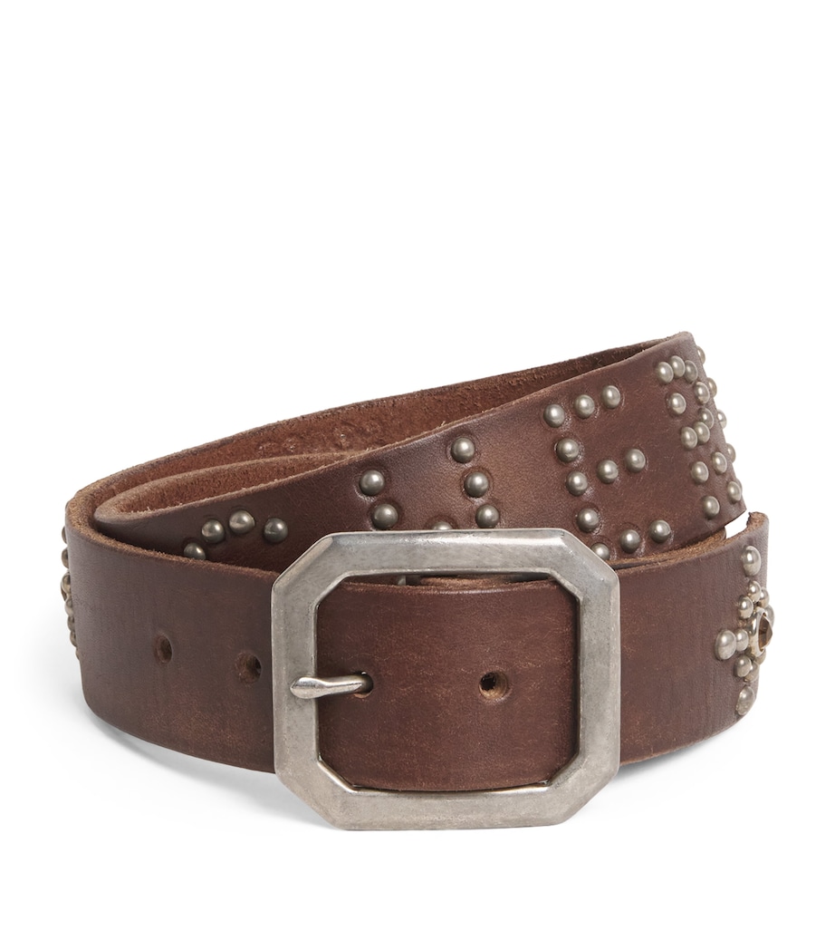 Leather Studded Santa Fe Belt BROWN Image 1