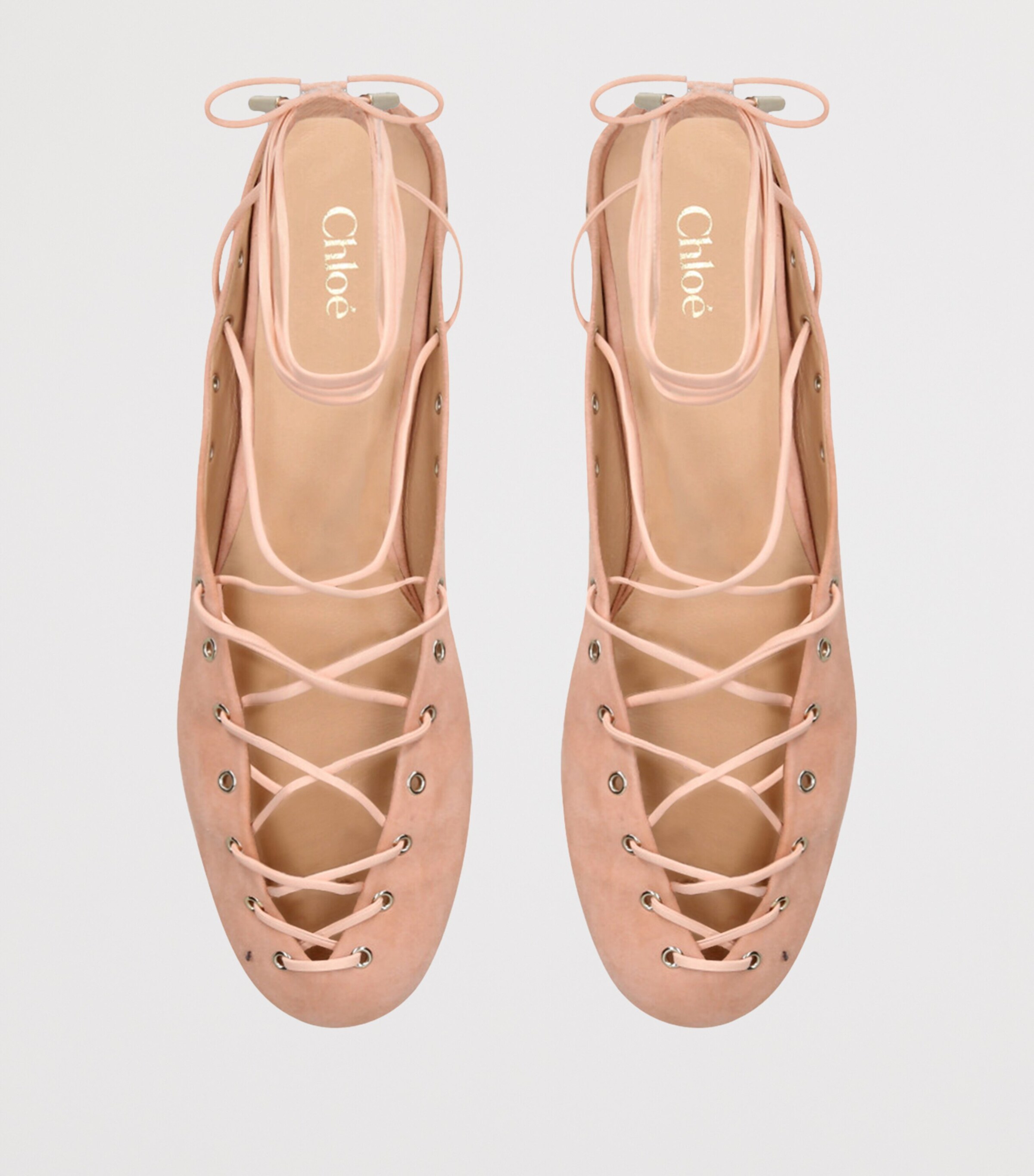 Chloé Leather Ghilies Ballet Flats Pale Pink Image 4