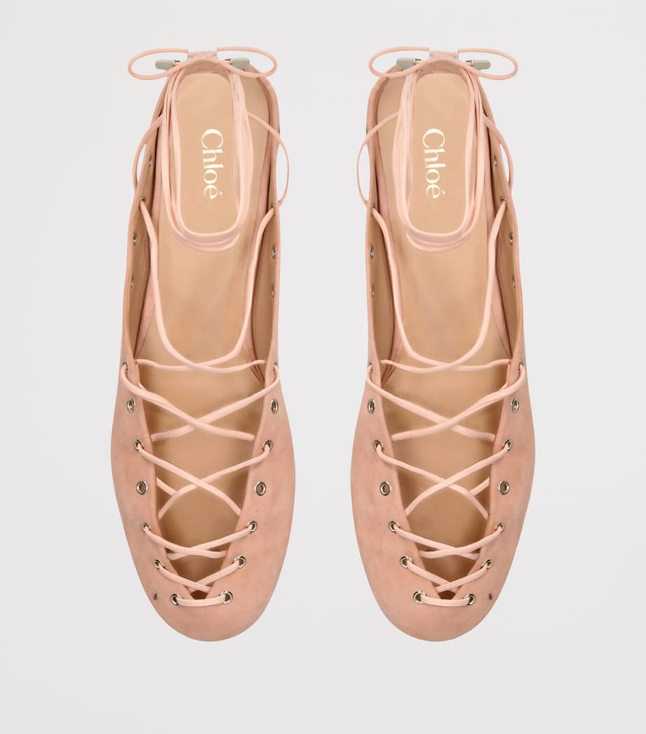 Chloé Leather Ghilies Ballet Flats Pale Pink Image 4