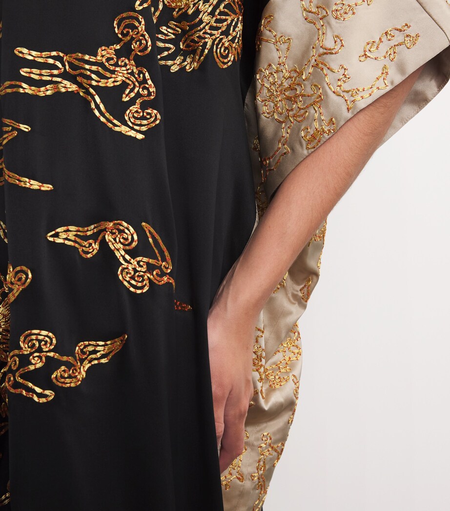 Natori Womens Silk Cocoon Dragon Kaftan Blk Black Image 7