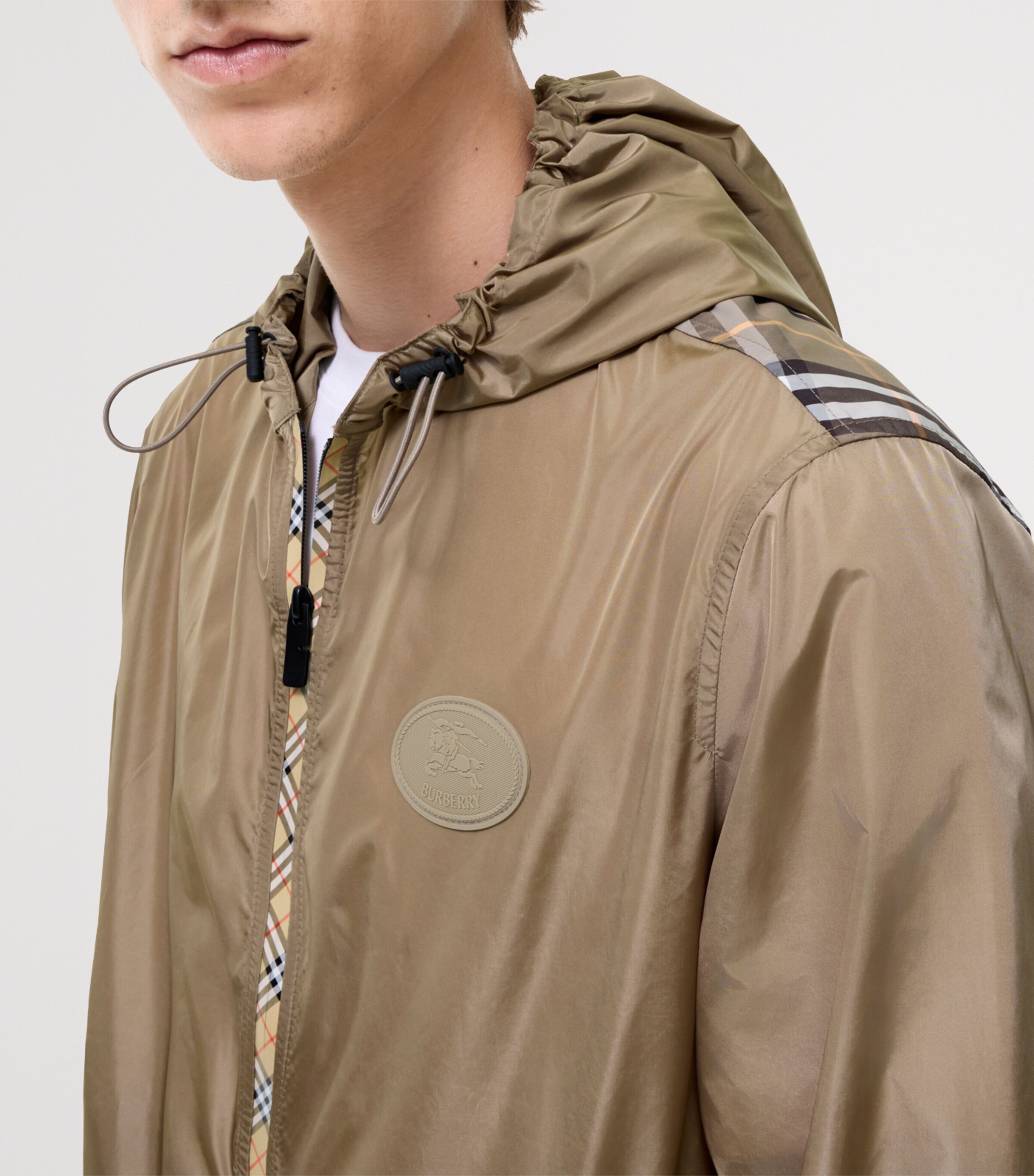 Burberry Mens Check-Trim Newport Jacket Finch Brown Image 4