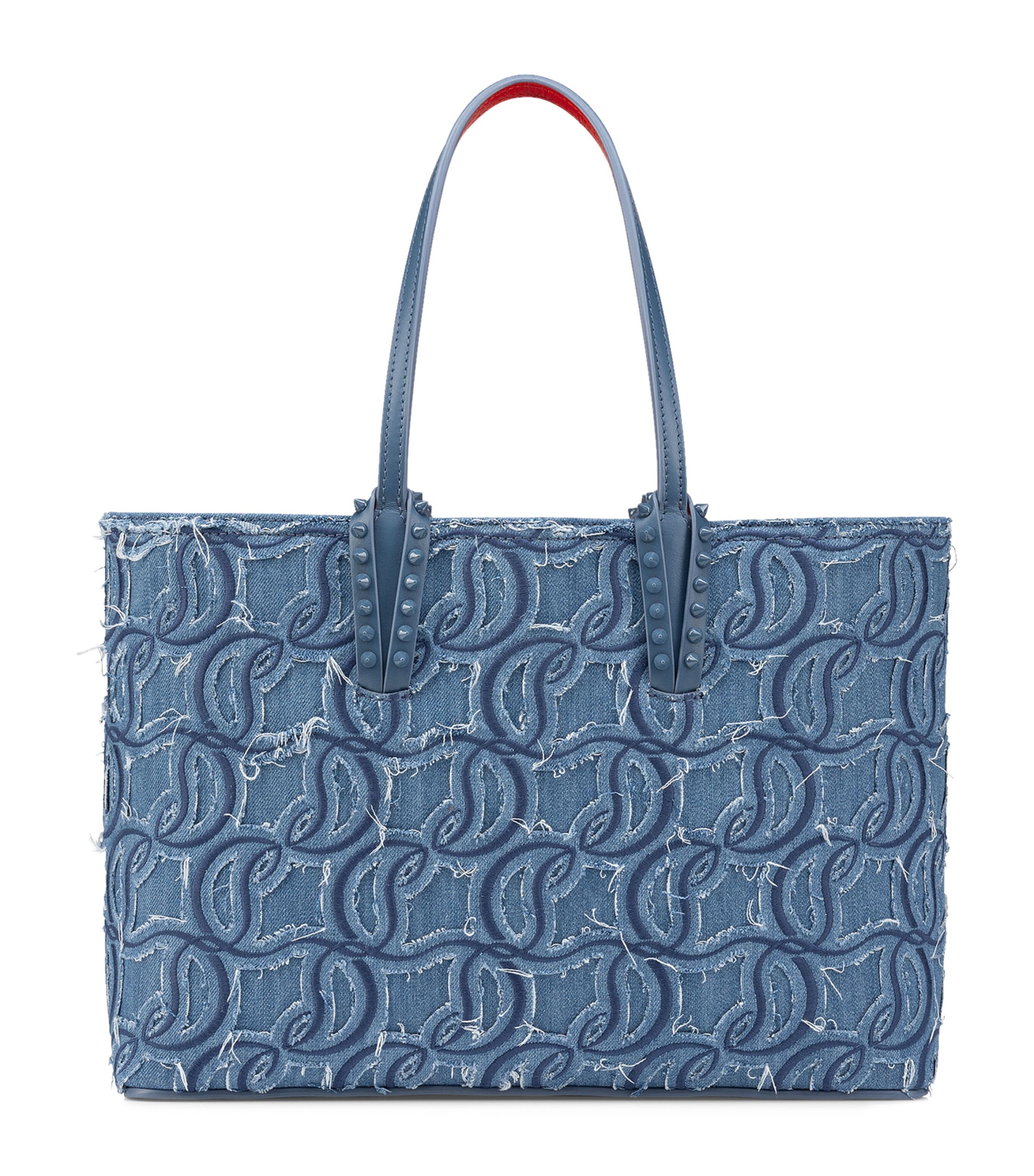 Shop Christian Louboutin Cabata Small Denim Tote Bag In Navy