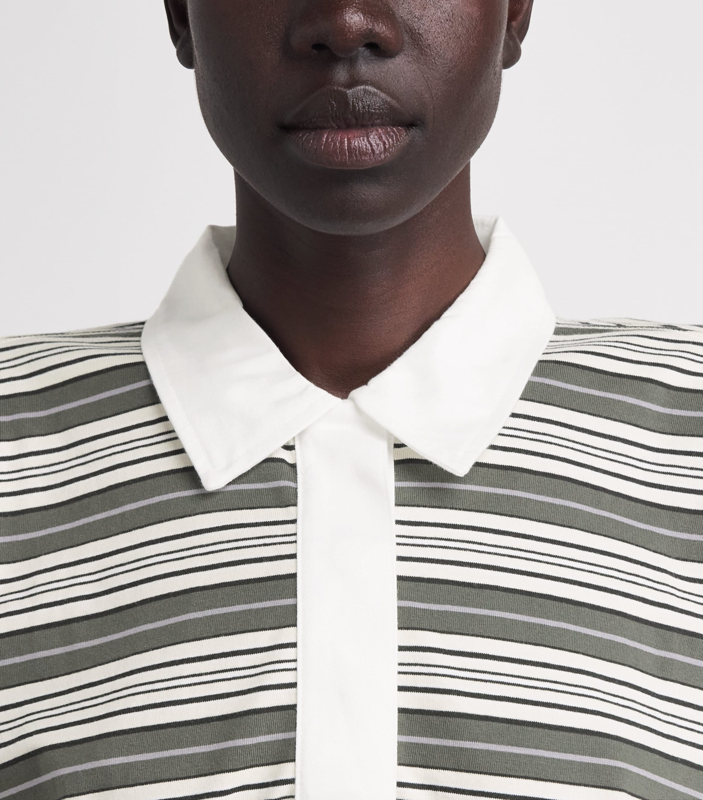 Rag & Bone Womens Cotton Stripe Kelly Rugby Polo Shirt Greenmult Image 3