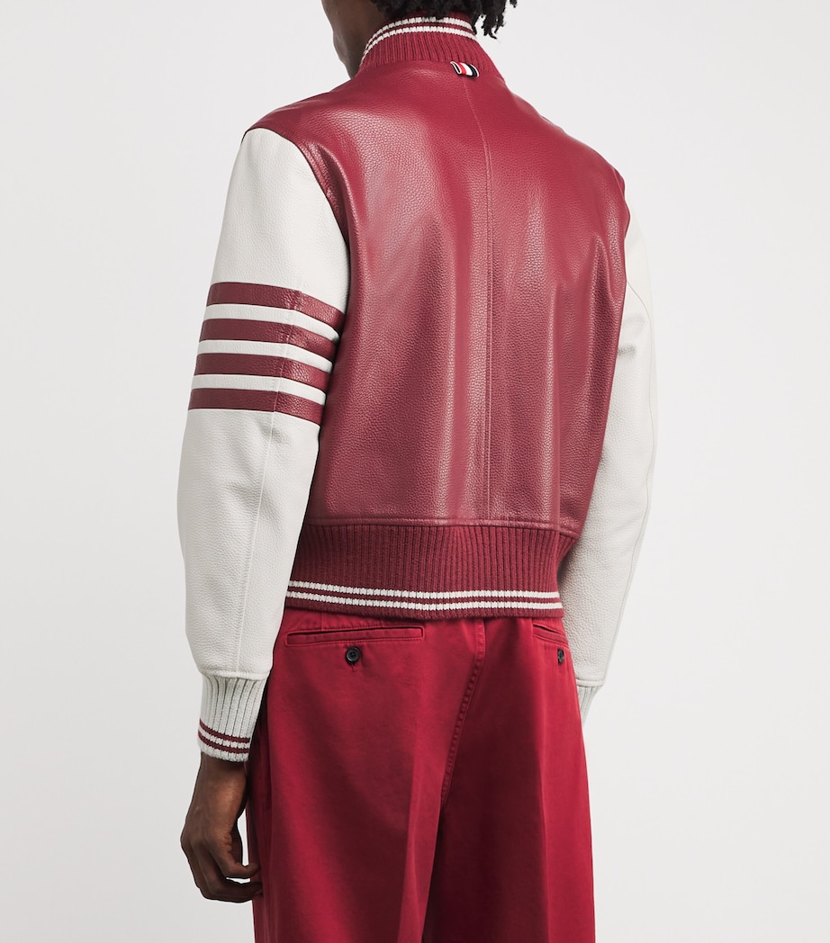 Leather Classic Bomber Jacket BURGUNDY Image 4