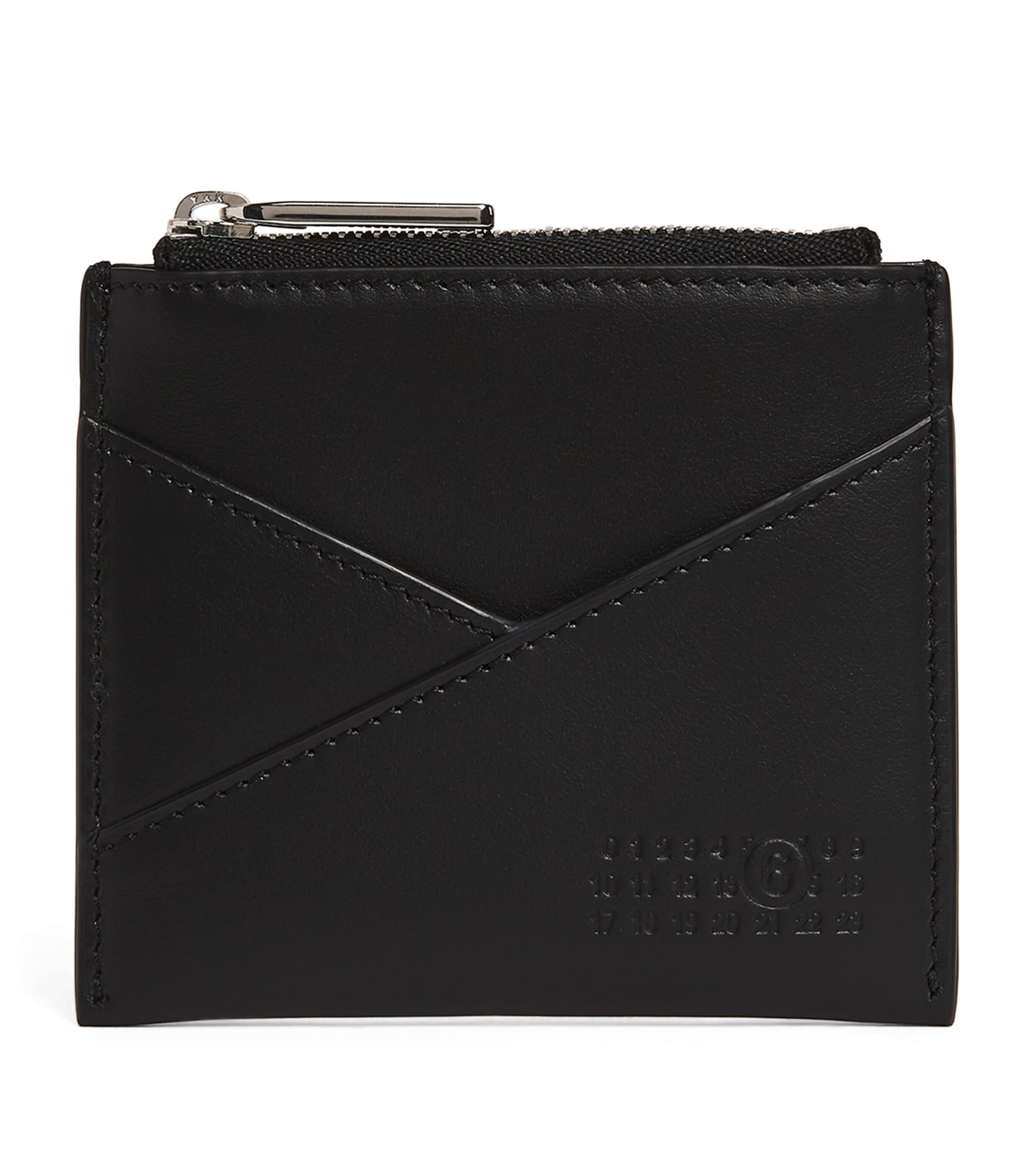 Mm6 Maison Margiela Leather Folded Zipped Card Holder In Black