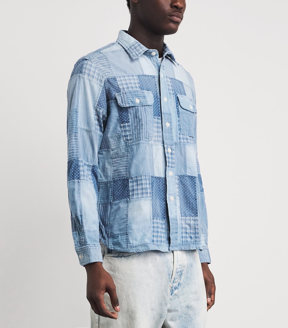 Polo Ralph Lauren Mens Patchwork Denim Shirt Indigo Ptchwork Image 4