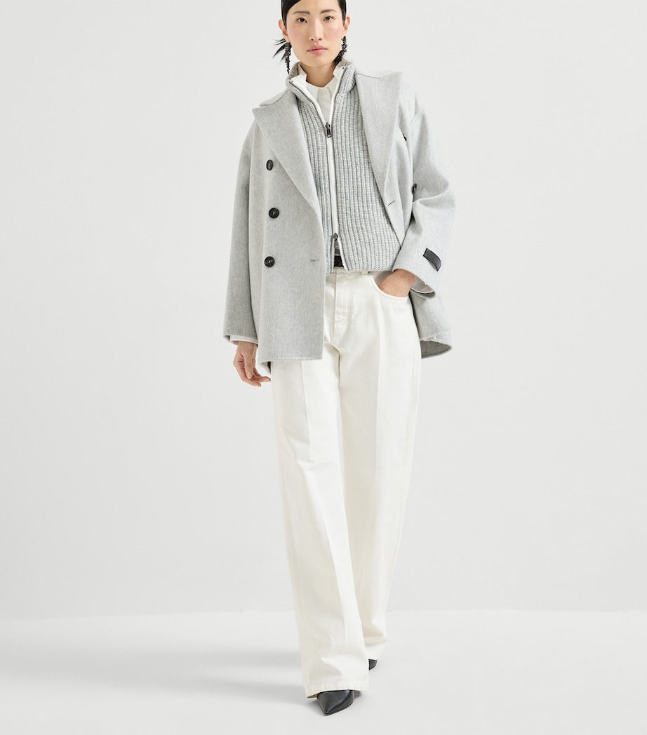 Brunello Cucinelli Womens Cashmere Double Beaver Cloth Pea Coat Image 2