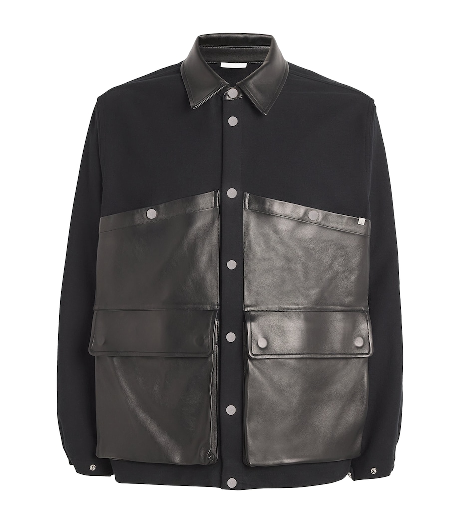 Helmut Lang Mens Leather-Trim Hunting Jacket Black Image 1