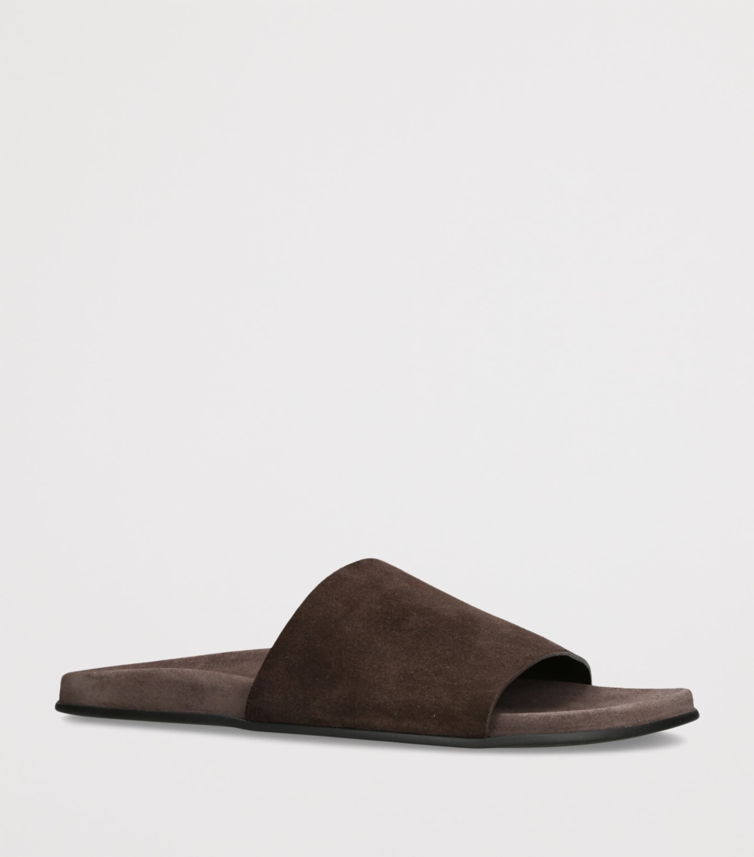 Hugh Suede Slides MID BROWN Image 3