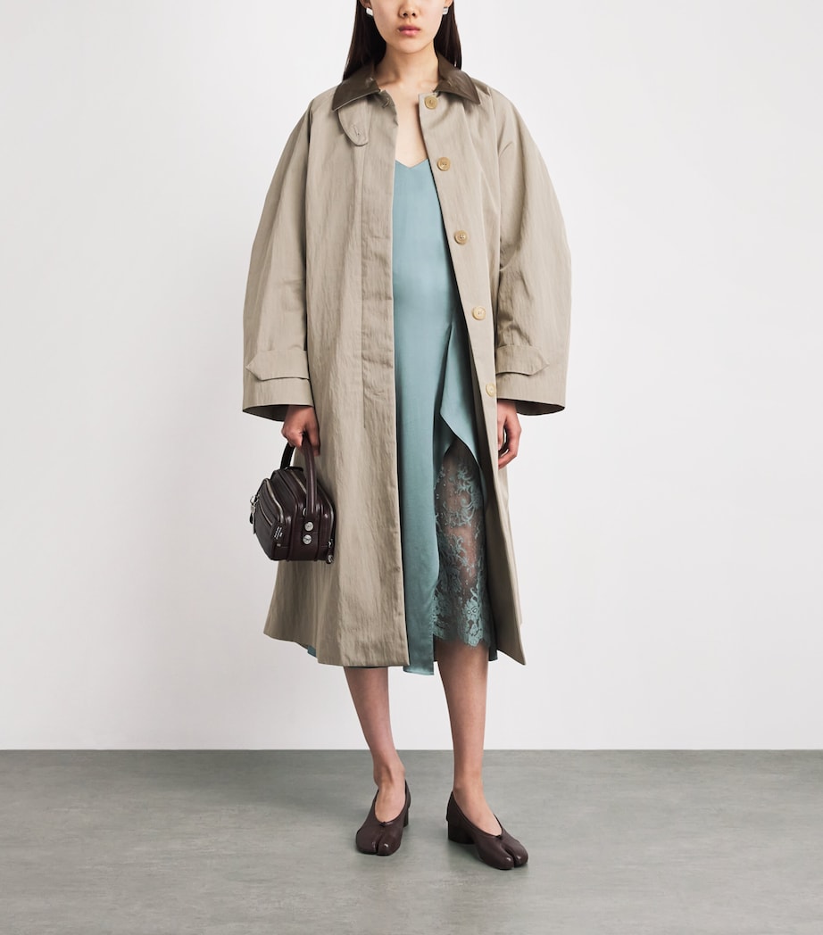 Acne Studios Womens Satin Lace-Trim Midi Dress Abc Sage Green Image 2