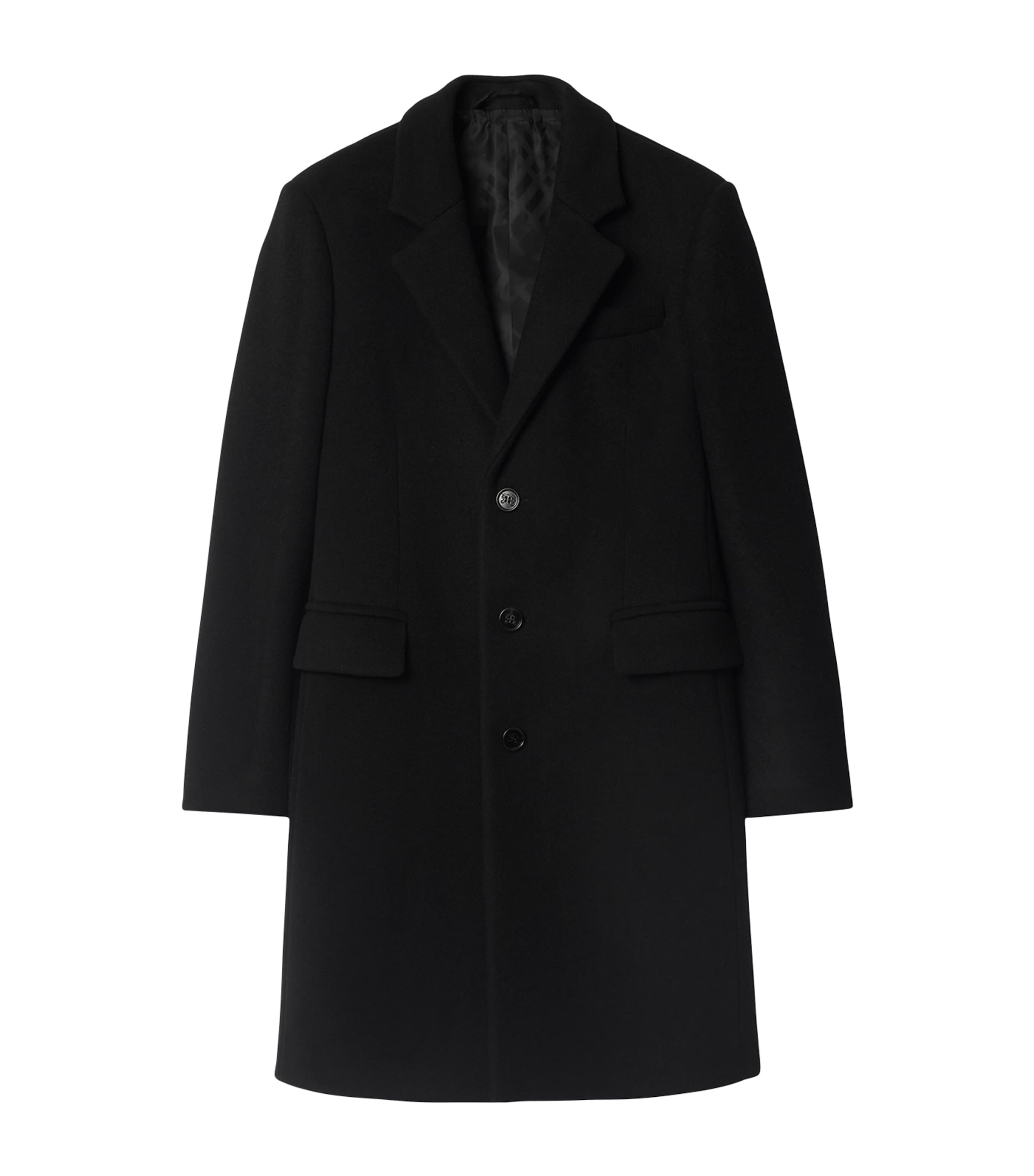 Burberry Mens Wool Tailored Coat Black Image 1