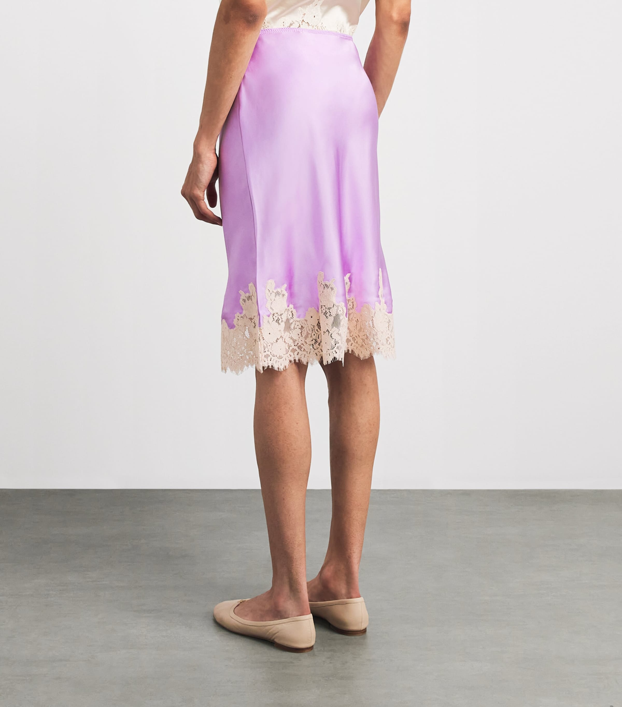 DÔEN Womens Silk-Lace Elowette Midi Skirt Orchid Blossom Image 5