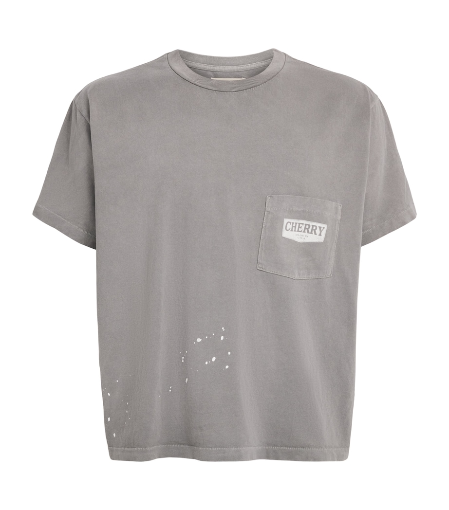 Cherry Los Angeles Mens Cotton Chevron Pocket T-Shirt Light Charcoal Image 1