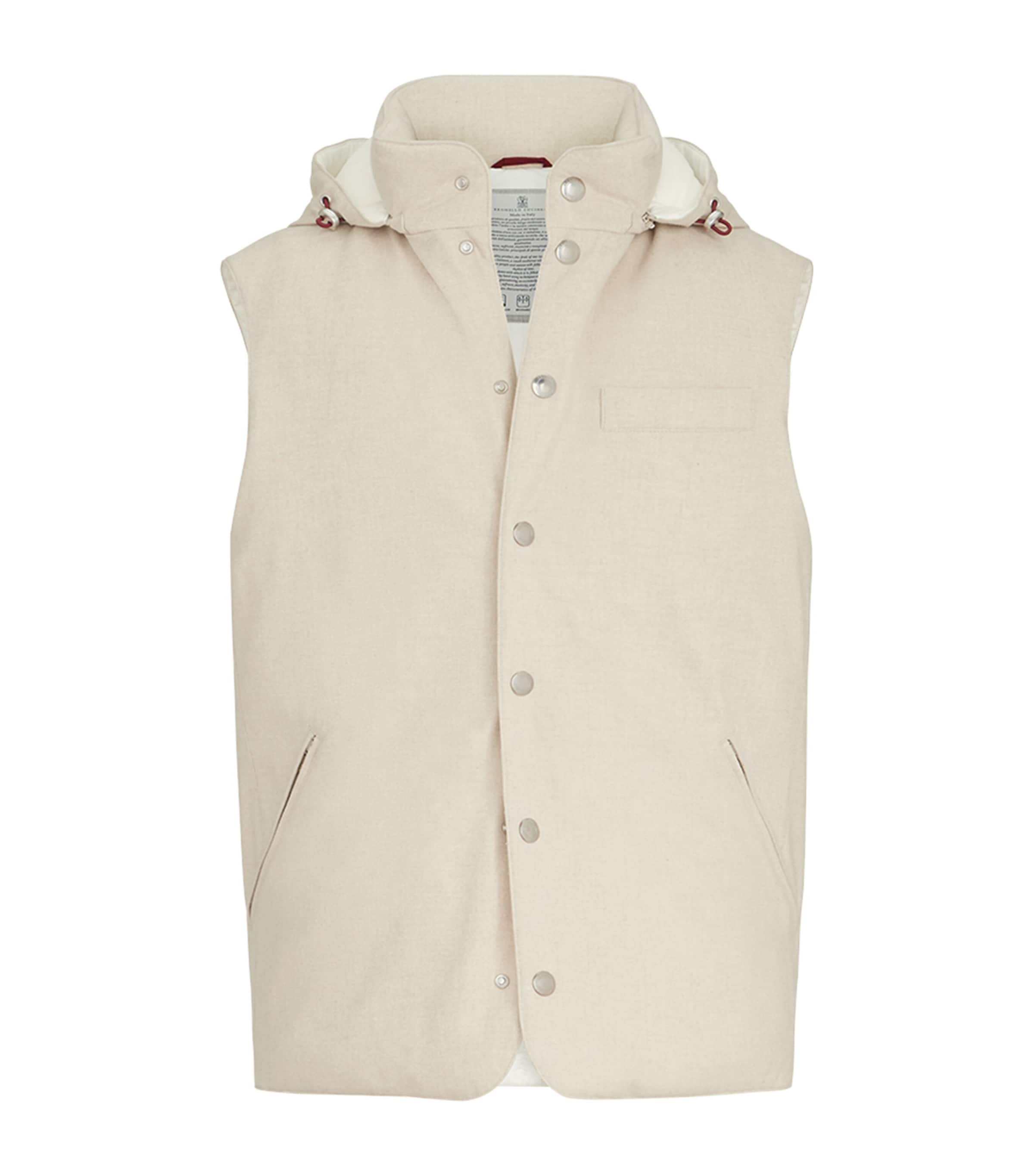 Brunello Cucinelli Mens Wool Hooded Gilet Image 1