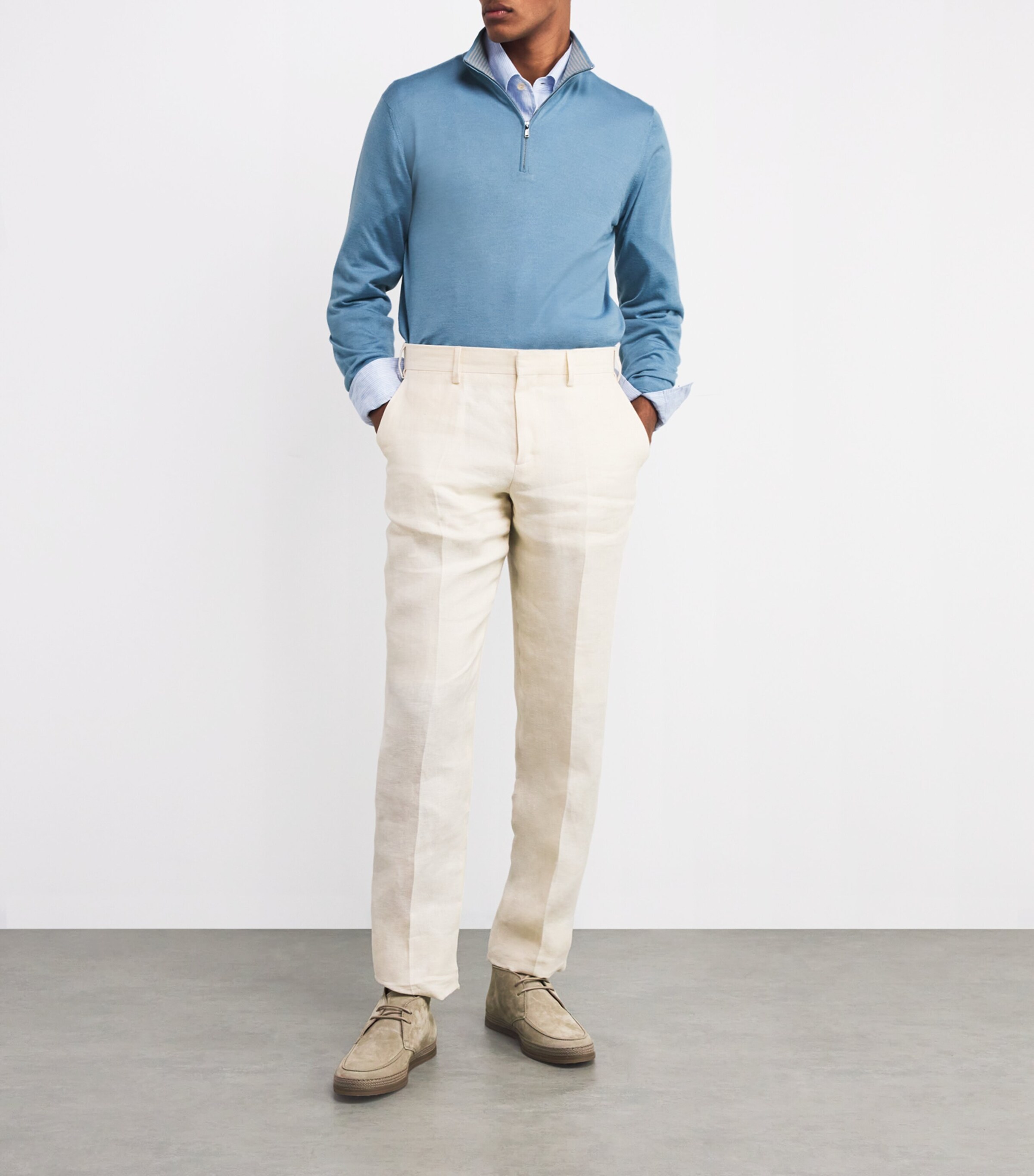 Fioroni Cashmere Mens Cashmere-Silk Quarter-Zip Sweater Orizzonte Image 2