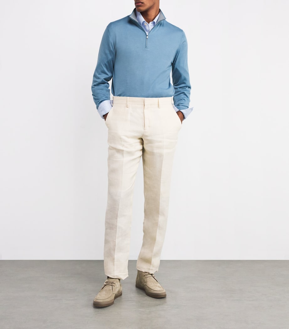 Fioroni Cashmere Mens Cashmere-Silk Quarter-Zip Sweater Orizzonte Image 2