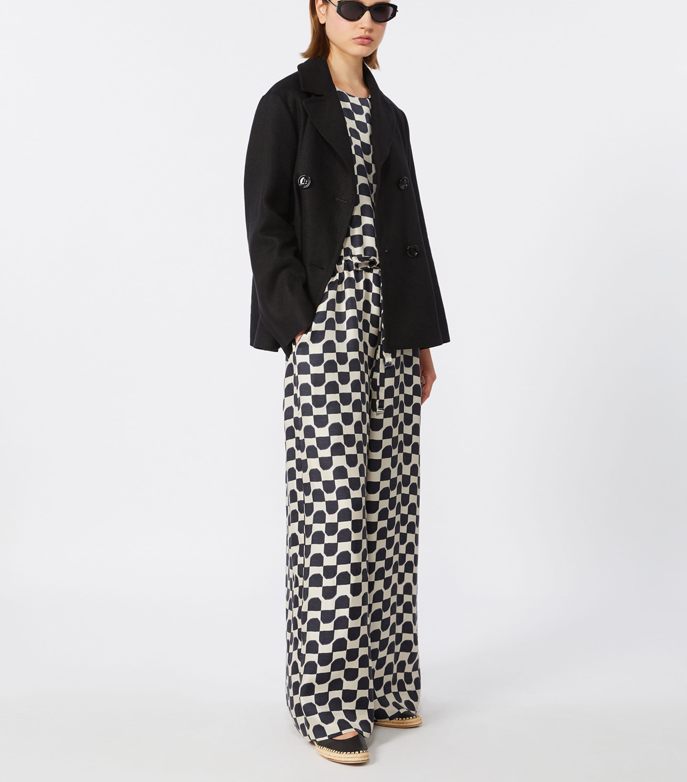 Max Mara Womens Linen-Blend Double-Breasted Arco Jacket Black Image 2