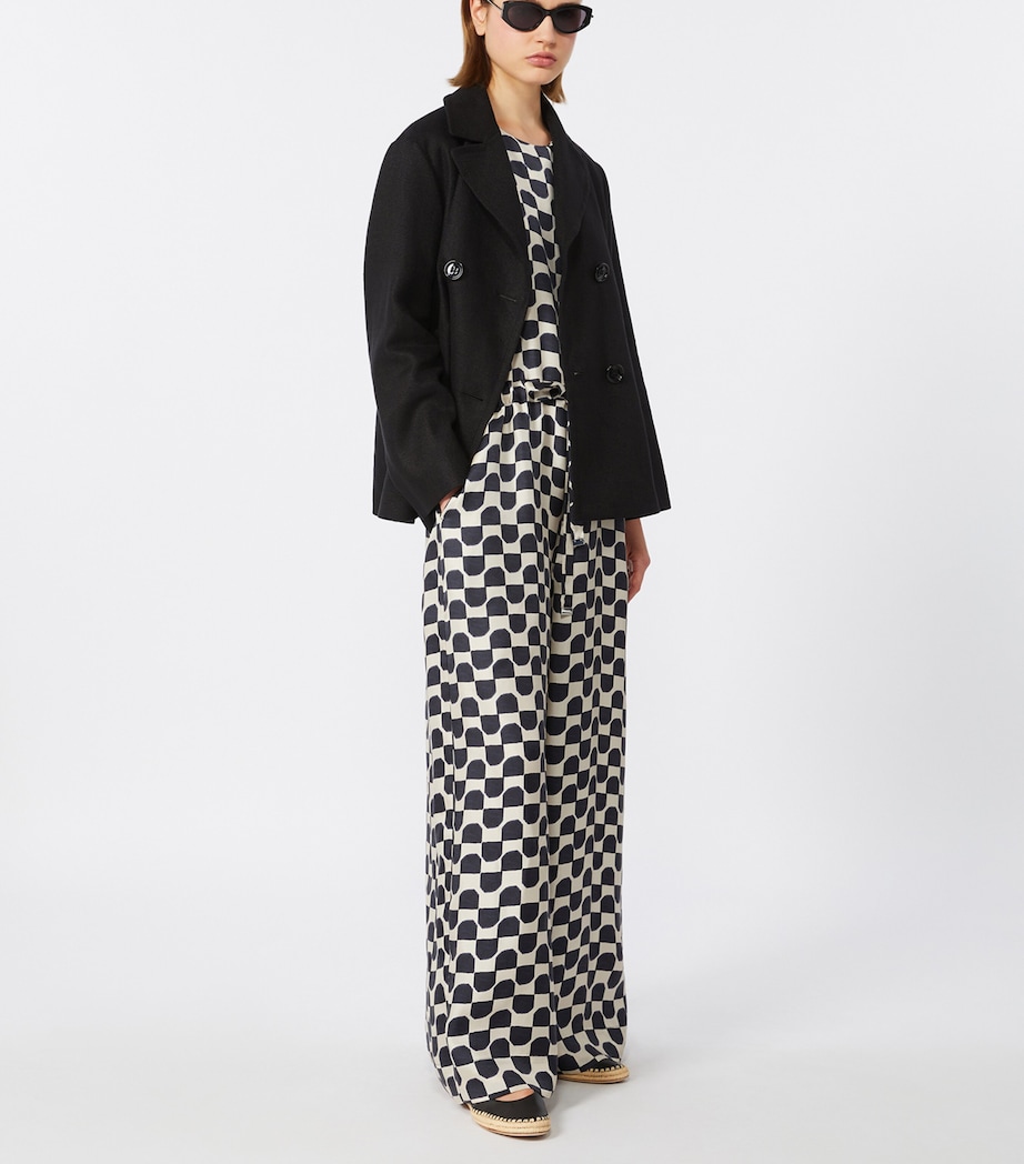 Max Mara Womens Linen-Blend Double-Breasted Arco Jacket Black Image 2
