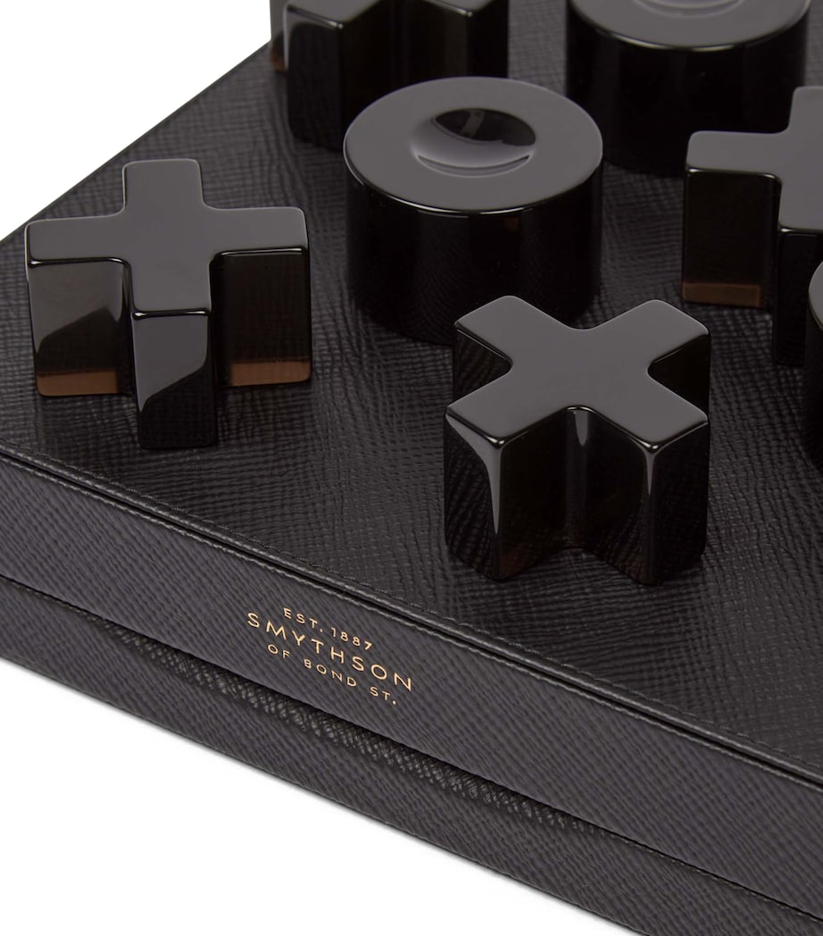 Panama Leather Noughts and Crosses Board Game BLACK Image 5