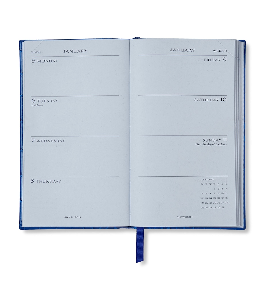 Mara Leather Croc-Embossed Panama 2026 Pocket Diary CERULEAN Image 2