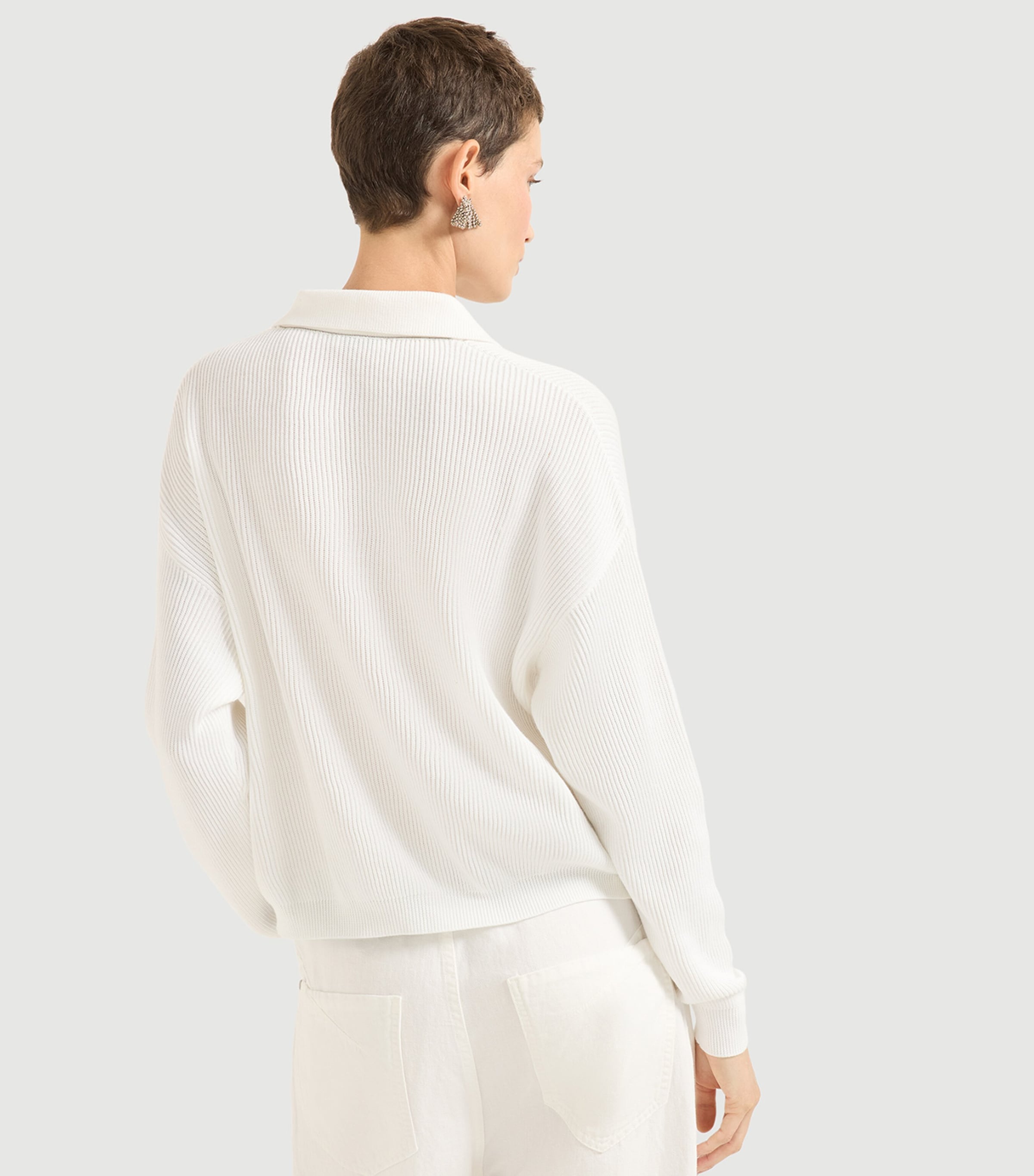 Cotton Long-Sleeve Polo Shirt C159 Image 5