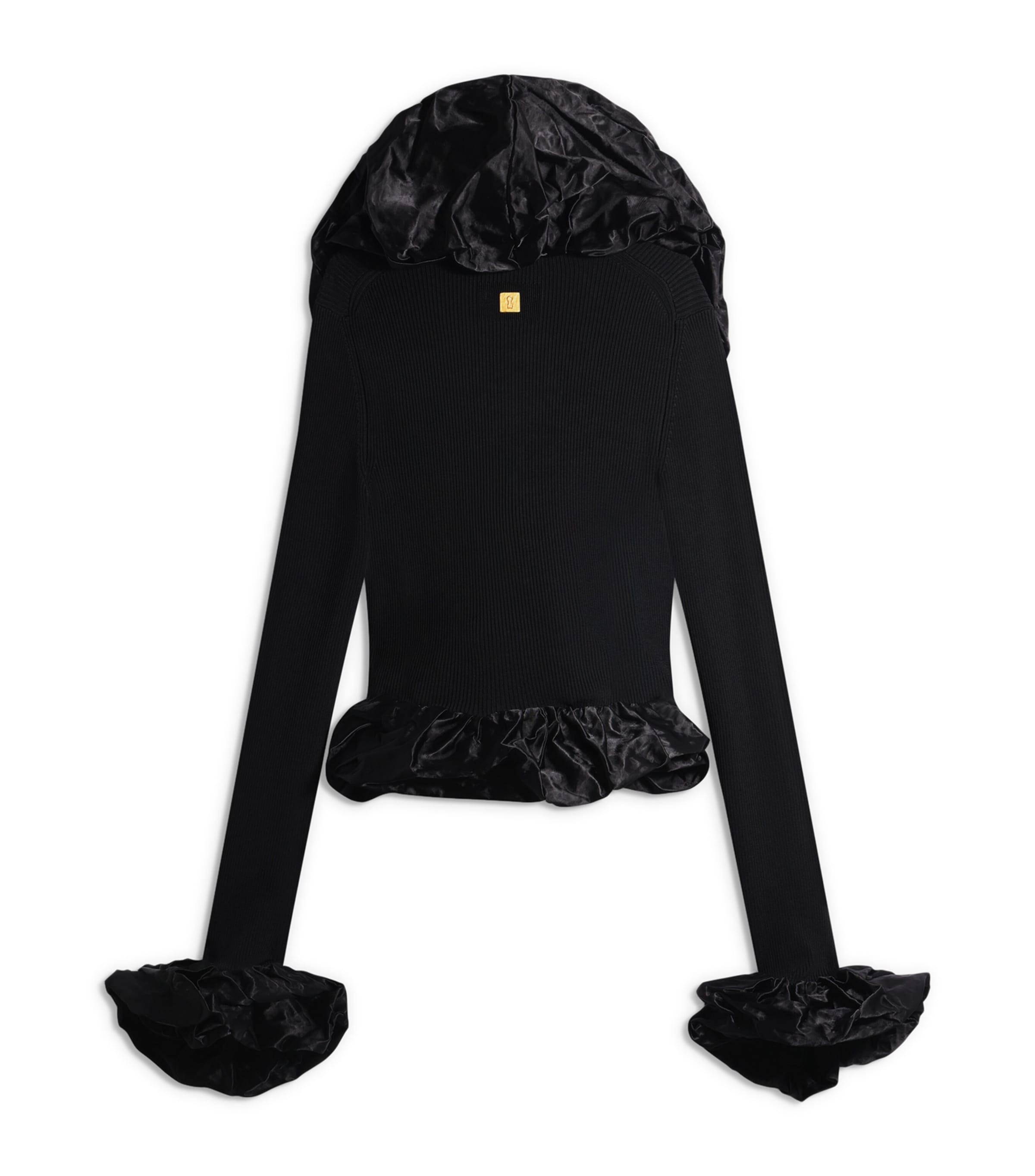 Schiaparelli Womens Knitted Sculptural Ruffle Cardigan Black Image 2