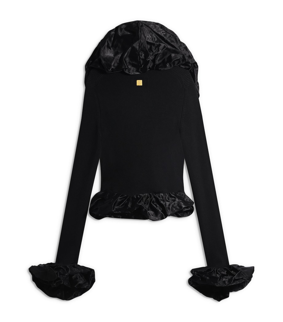 Schiaparelli Womens Knitted Sculptural Ruffle Cardigan Black Image 2