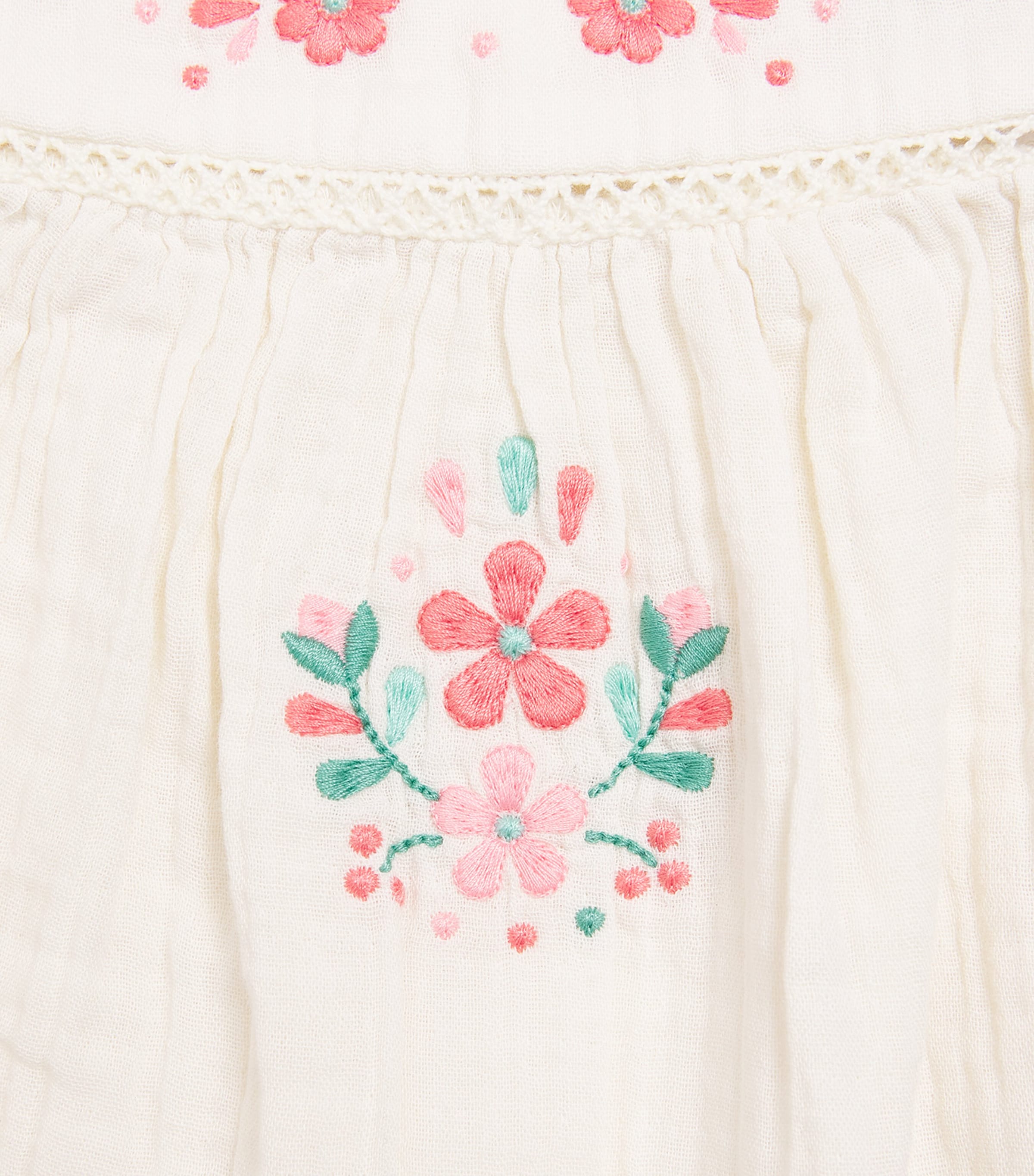 Purebaby Organic Cotton Embroidered Playsuit (0-12 Months) Cloud Image 3