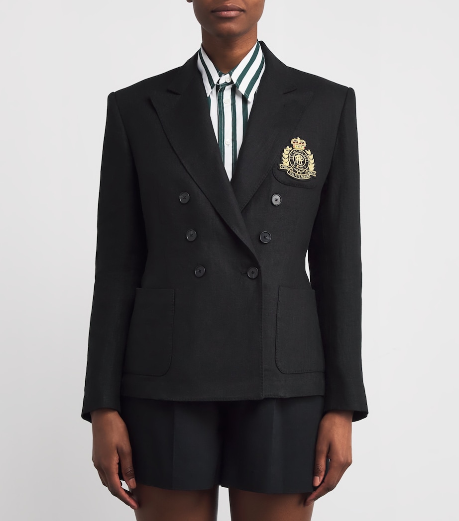 Linen Woven Crest Sport Jacket BLACK HERRINGBONE Image 3