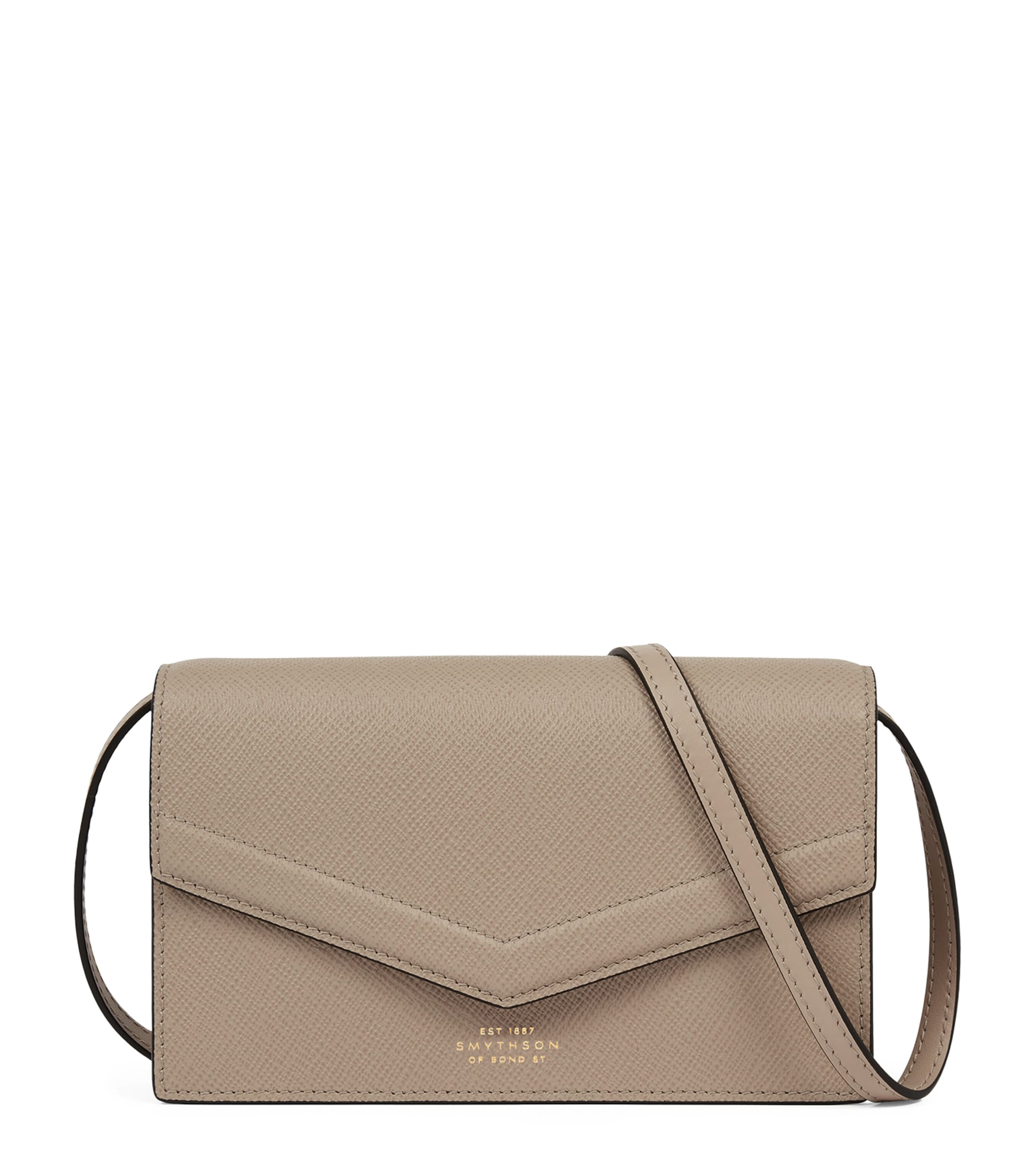 Smythson Envelope Crossbody Bag In Panama In Beige