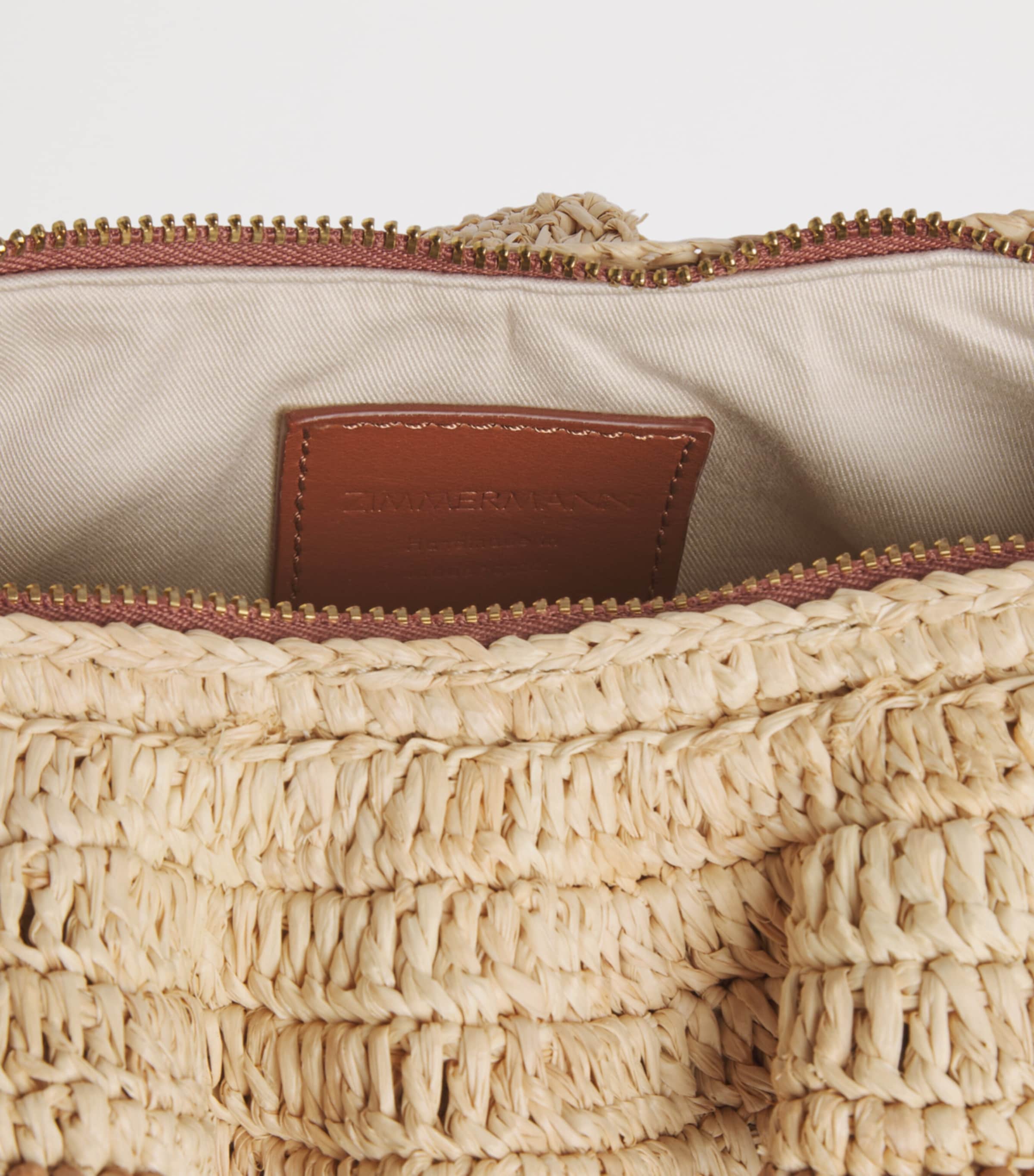Zimmermann Raffia Goldentime Ruffle Shoulder Bag Natural Image 5