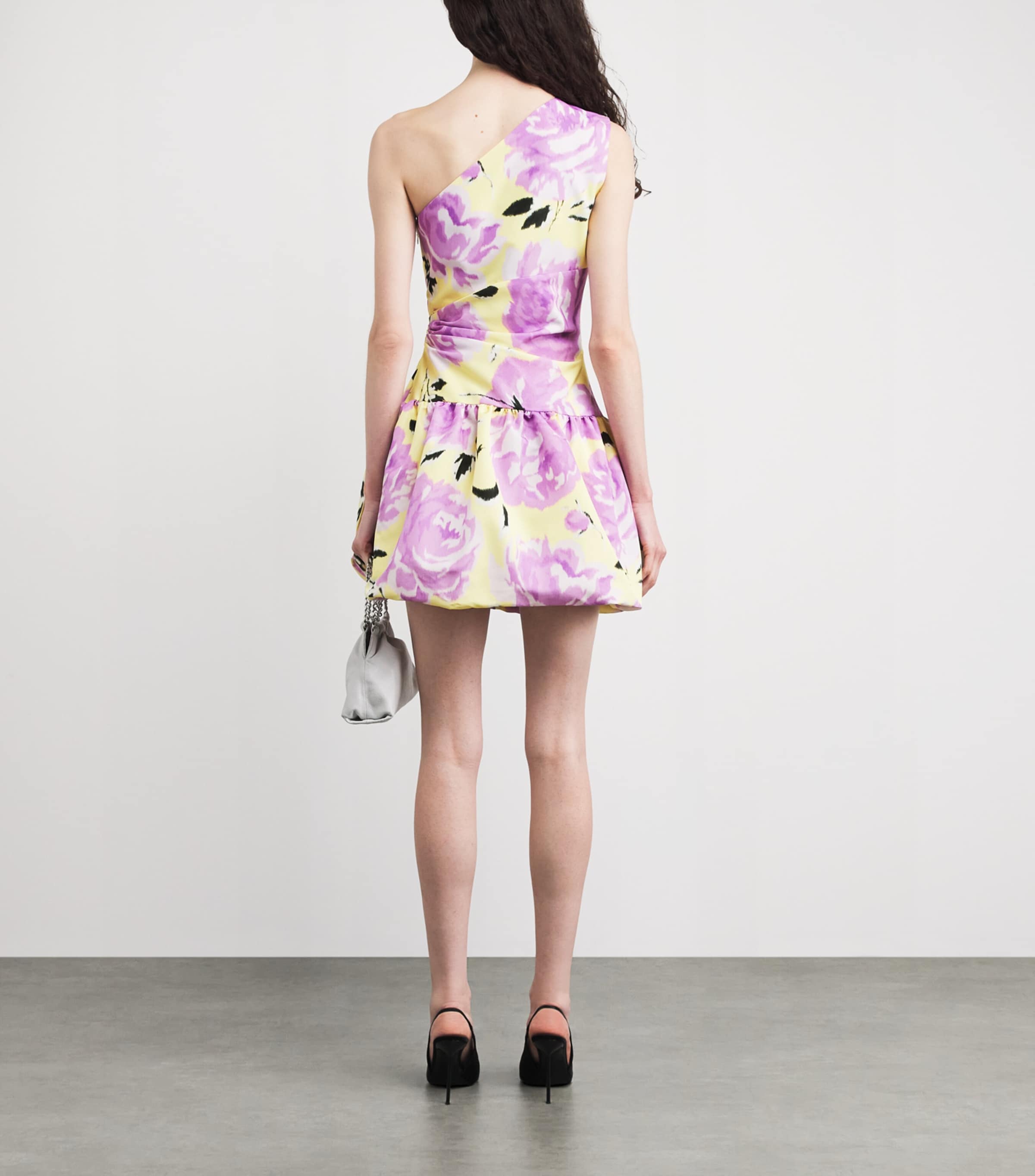 Patou Womens One-Shoulder Printed Mini Dress Peony Garden Image 4