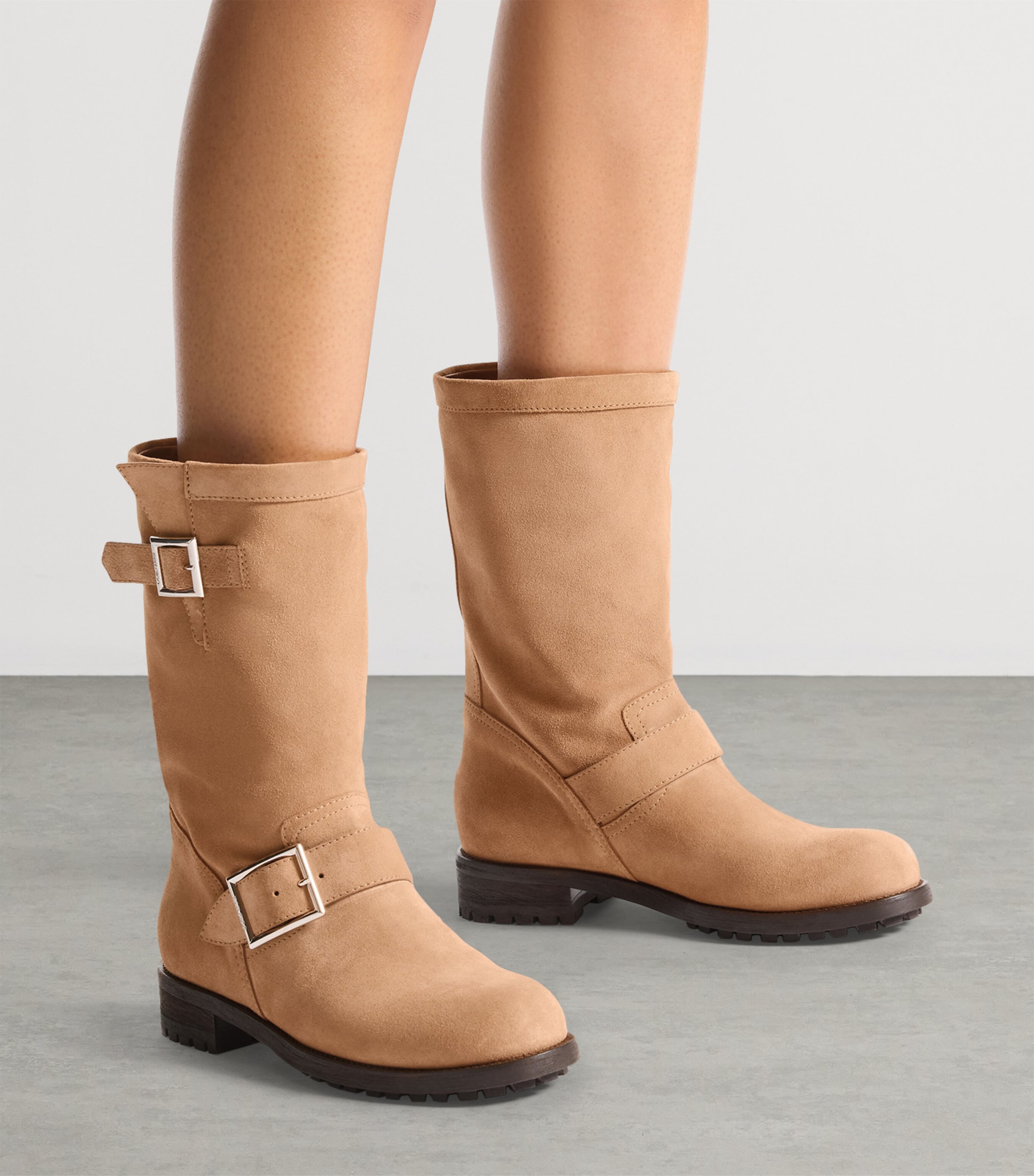 Biker Mid Suede Boots TOFFEE Image 2