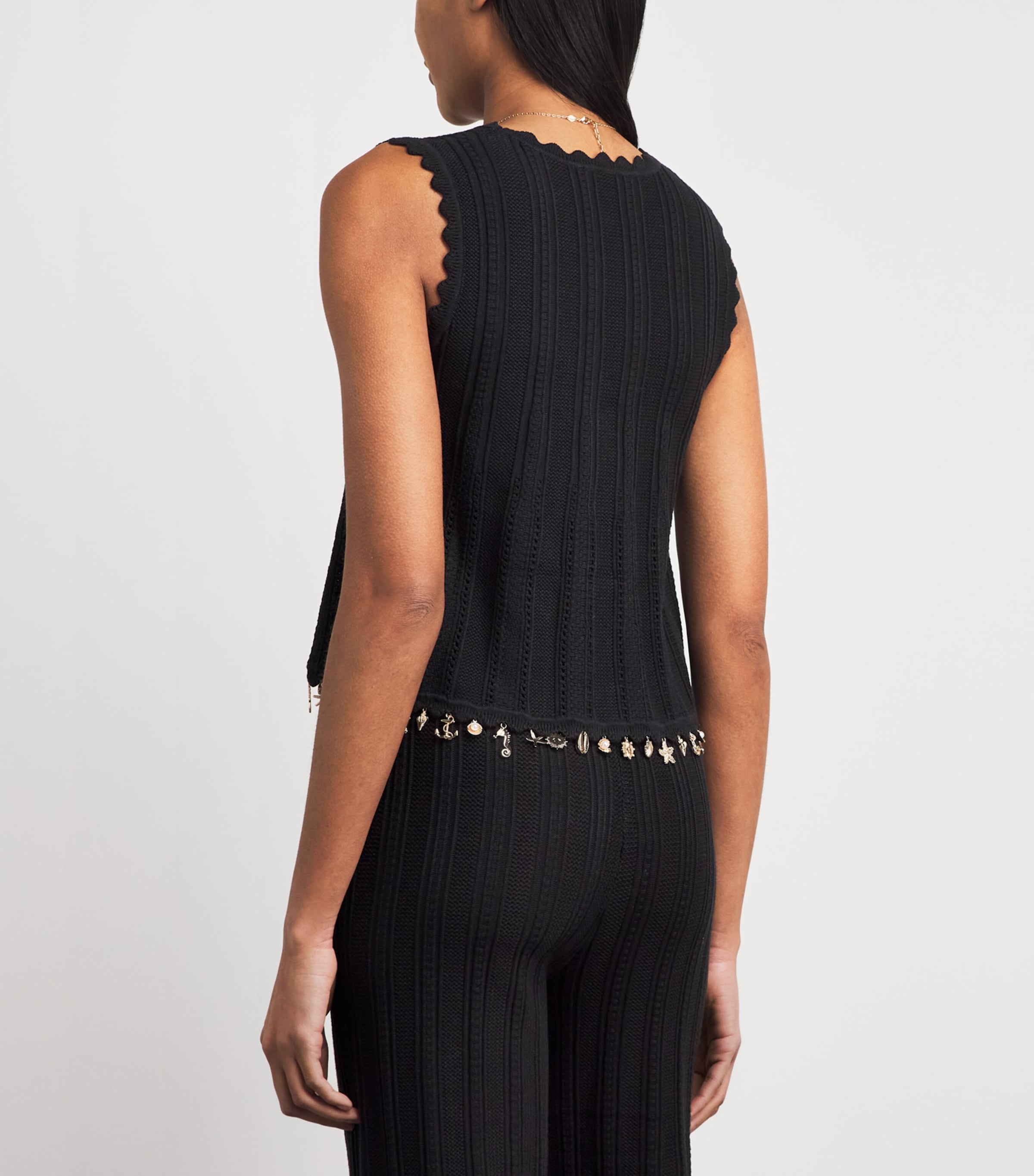Maje Womens Charm-Embellished Sleeveless Cardigan Black Image 5