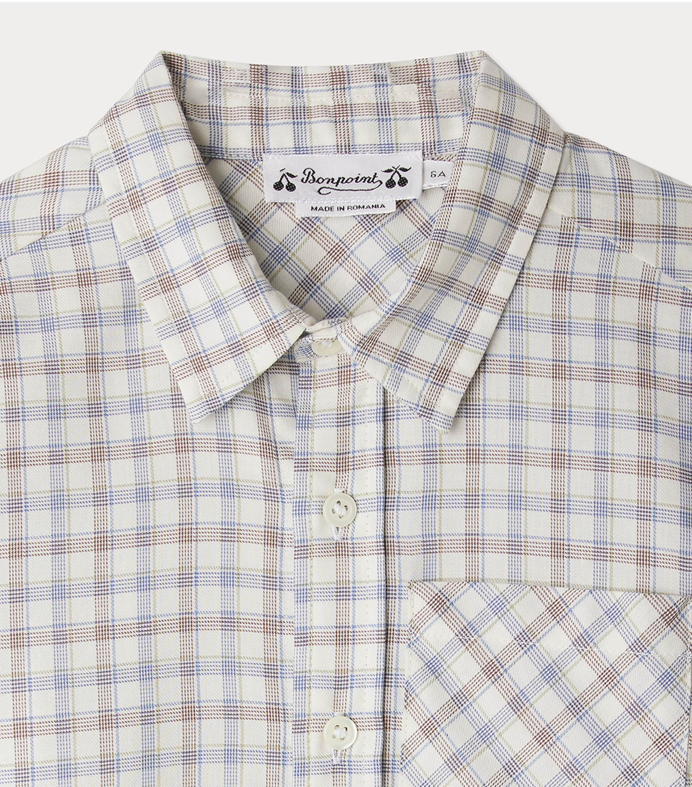 Cotton Check Shirt (4-14 Years) CA BLEU OUTREMER Image 3