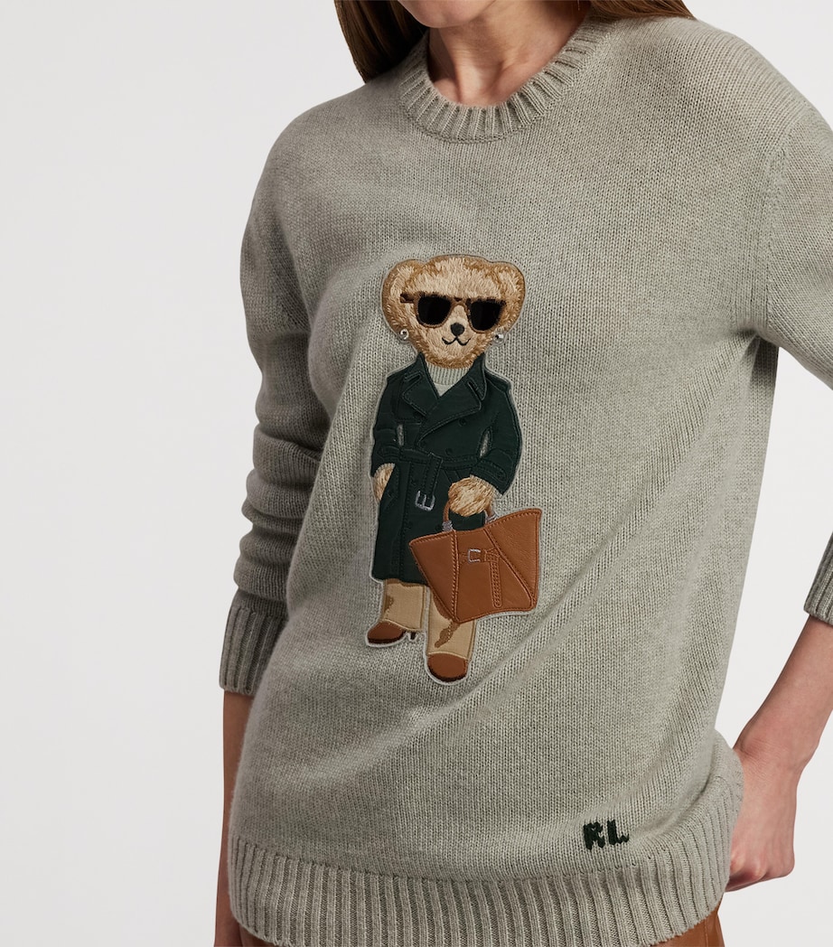 Cashmere Polo Bear Jumper PEARL GREY MELANGE Image 7