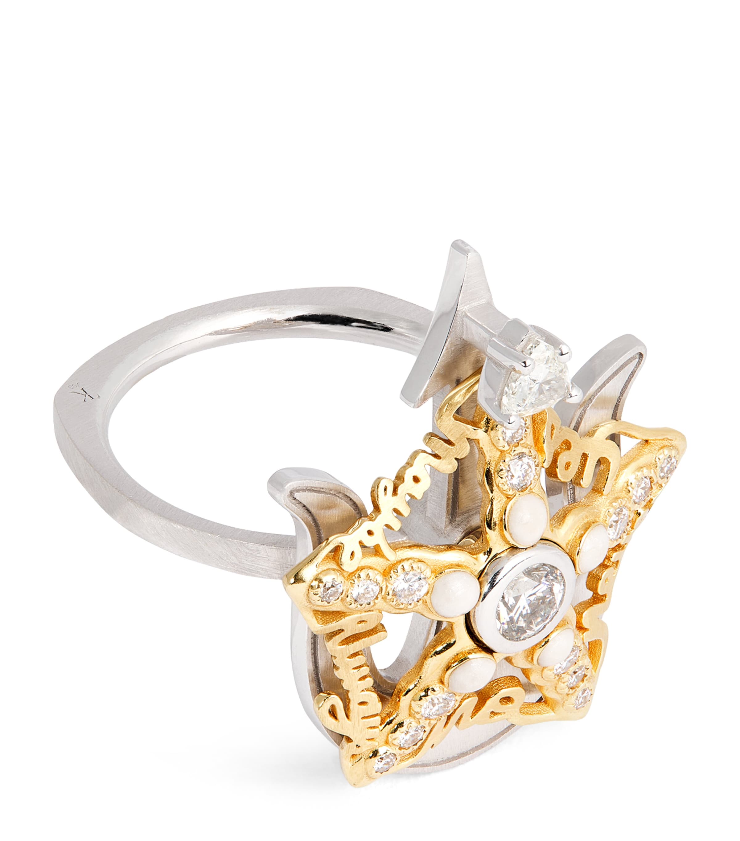 Shop Katarina Tarazi Mixed Gold And Diamond Mythos Starfish Ring