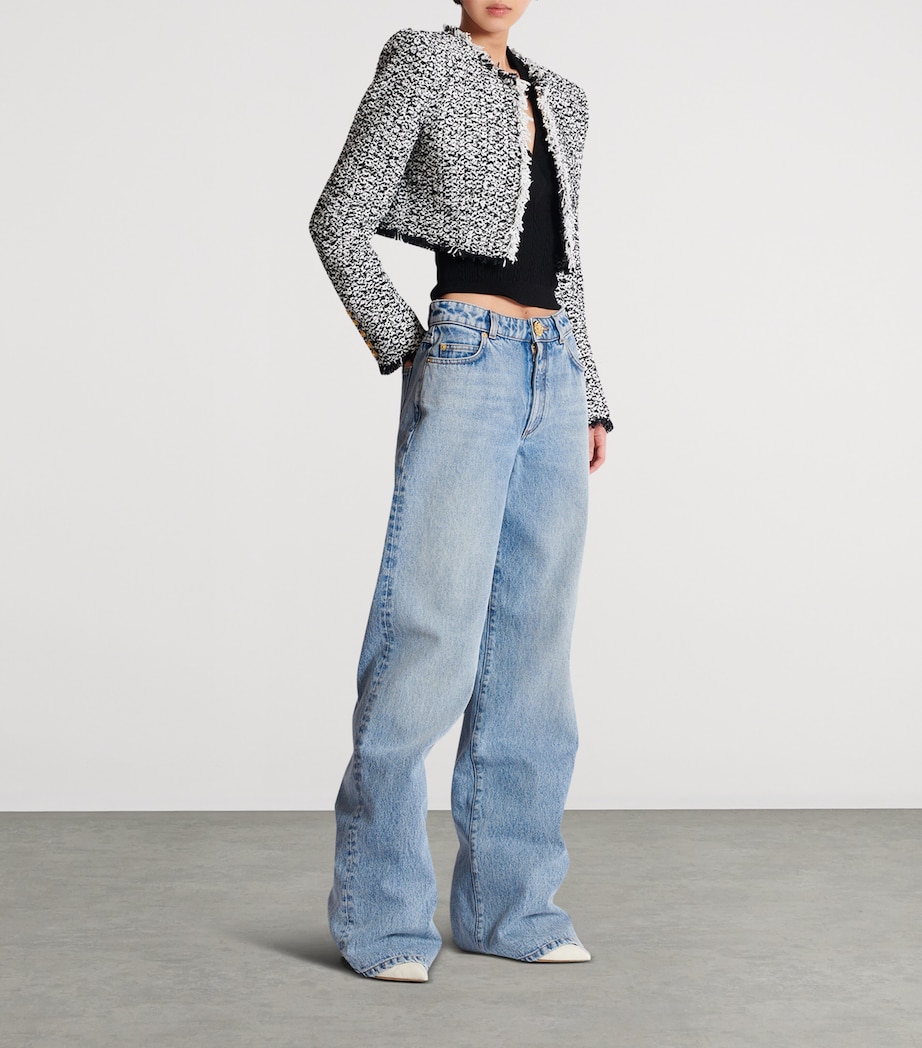 Tweed Cropped Jacket EAB NOIR/BLANC Image 5