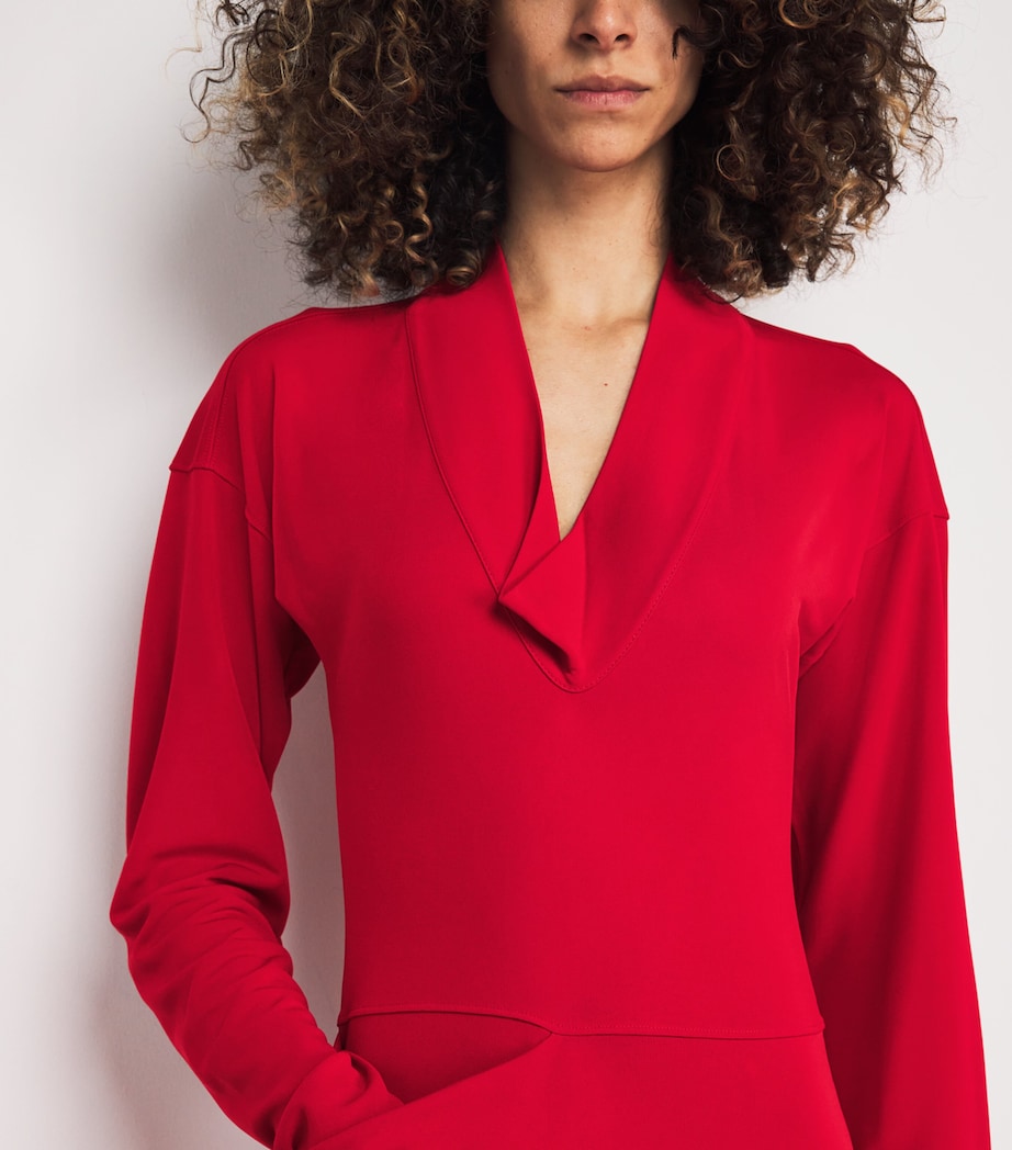 Pocket-Detail Cowl-Neck Midi Dress RE302 LIPSTICK RED Image 4