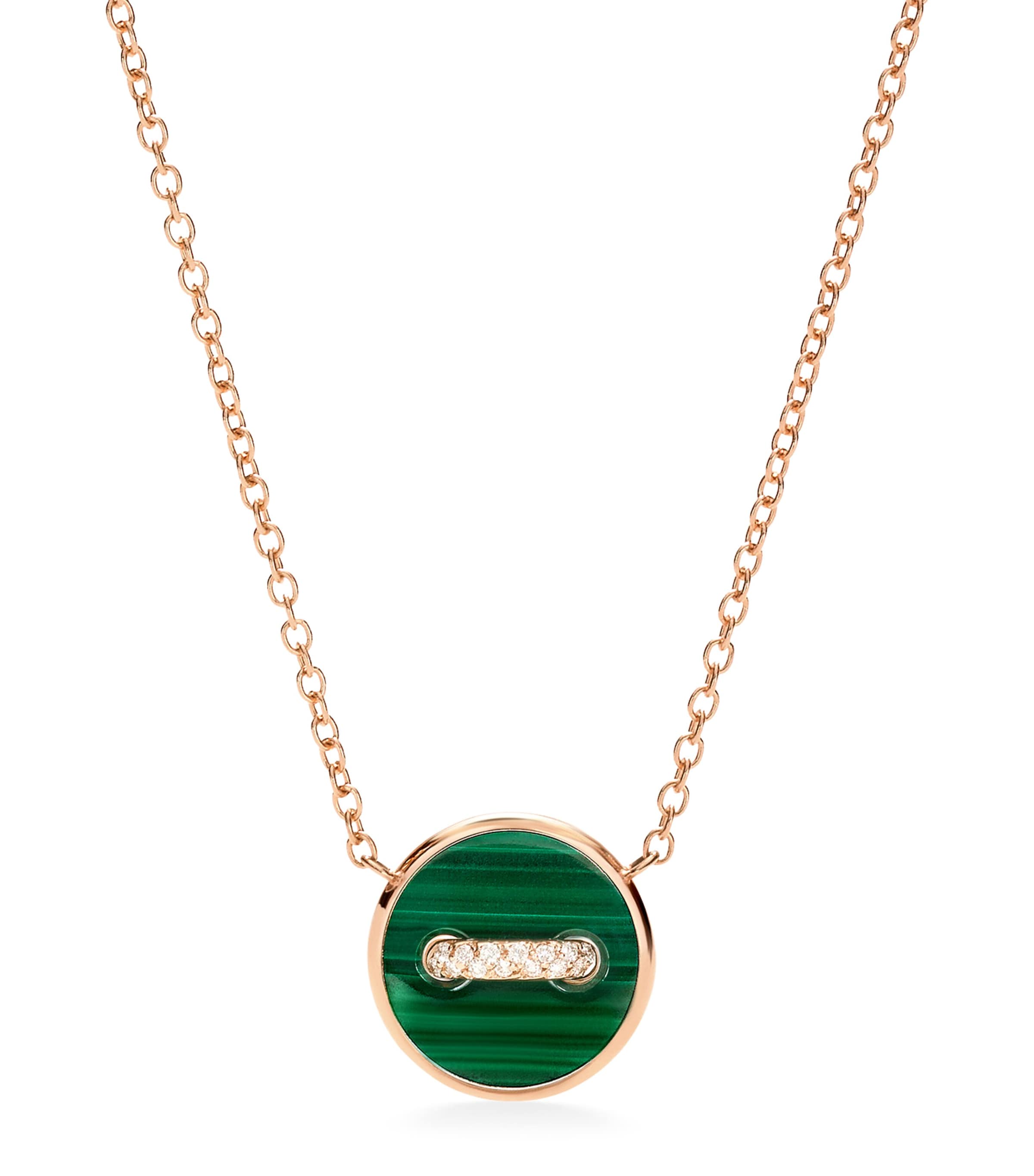 Pomellato Rose Gold, Diamond, Mother-of-pearl And Malachite Pom Pom Dot Necklace In Rose Gold